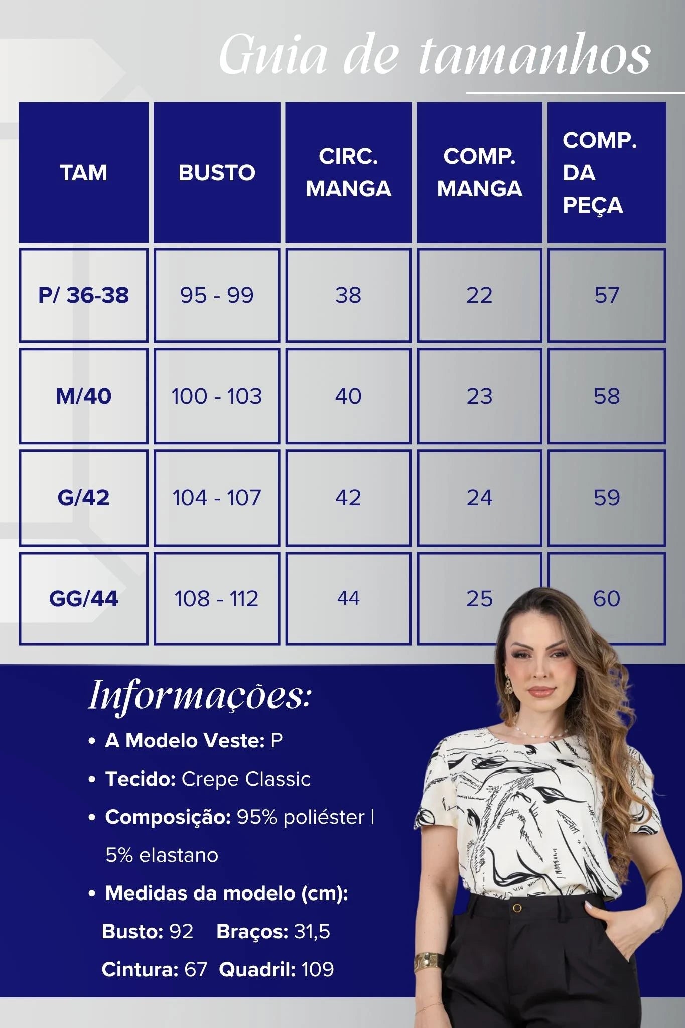Blusa Manga Curta com Detalhe em Botão Crepe Classic Estampada Jade Creme