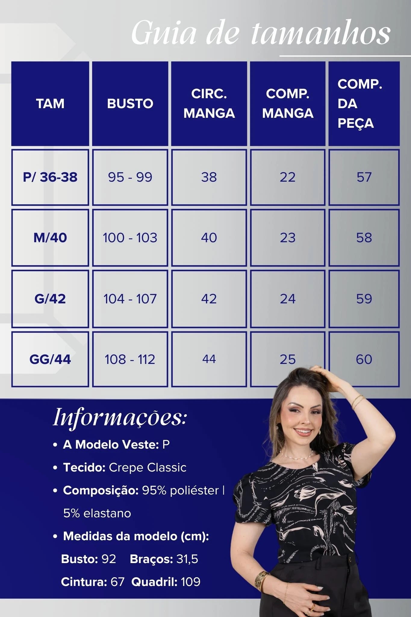 Blusa Manga Curta com Detalhe em Botão Crepe Classic Estampada Jade Preta