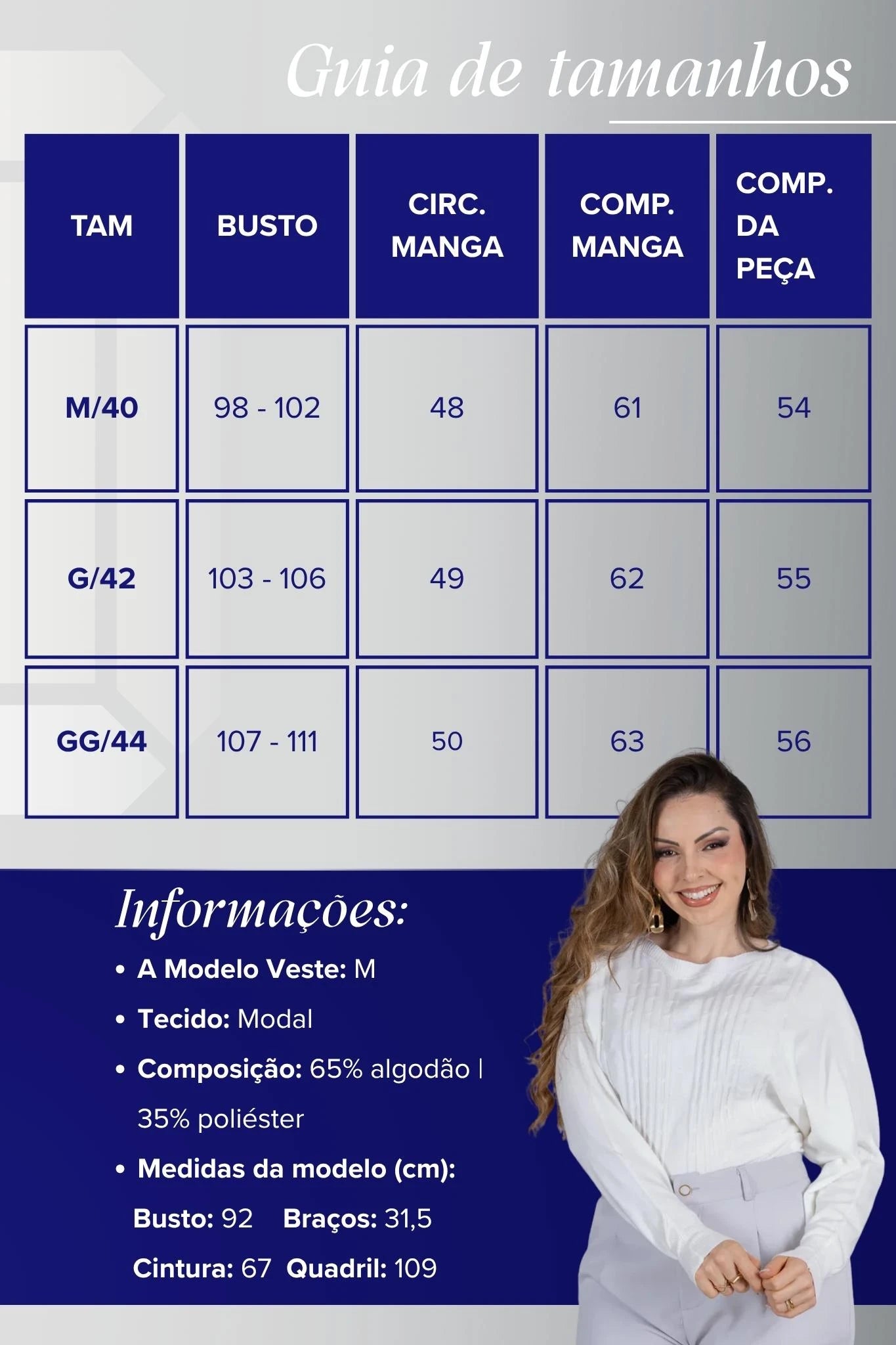Tricot Manga Longa Ampla em Modal Jessica Branco