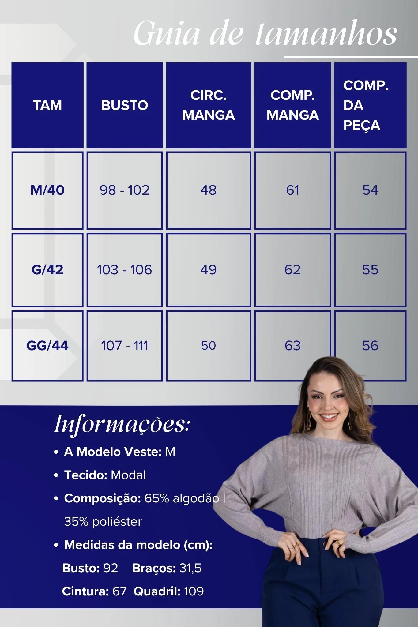 Tricot Manga Longa Ampla em Modal Jessica Cinza