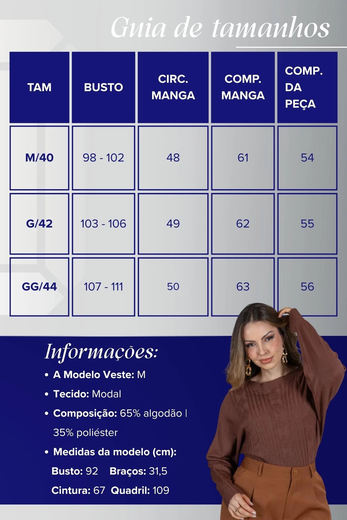 Tricot Manga Longa Ampla em Modal Jessica Marrom