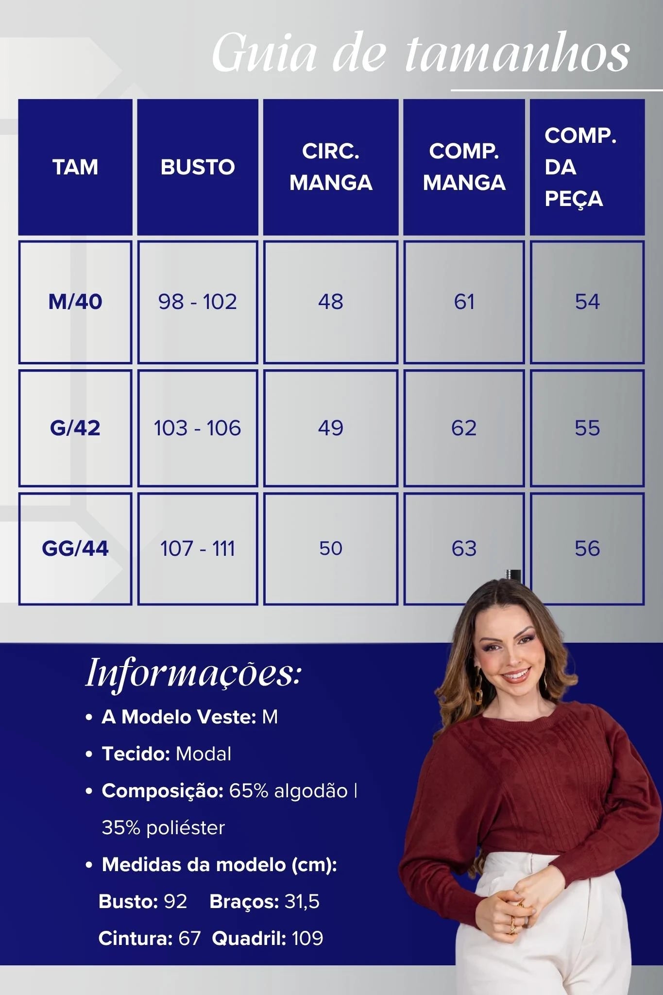 Tricot Manga Longa Ampla em Modal Jessica Bordô