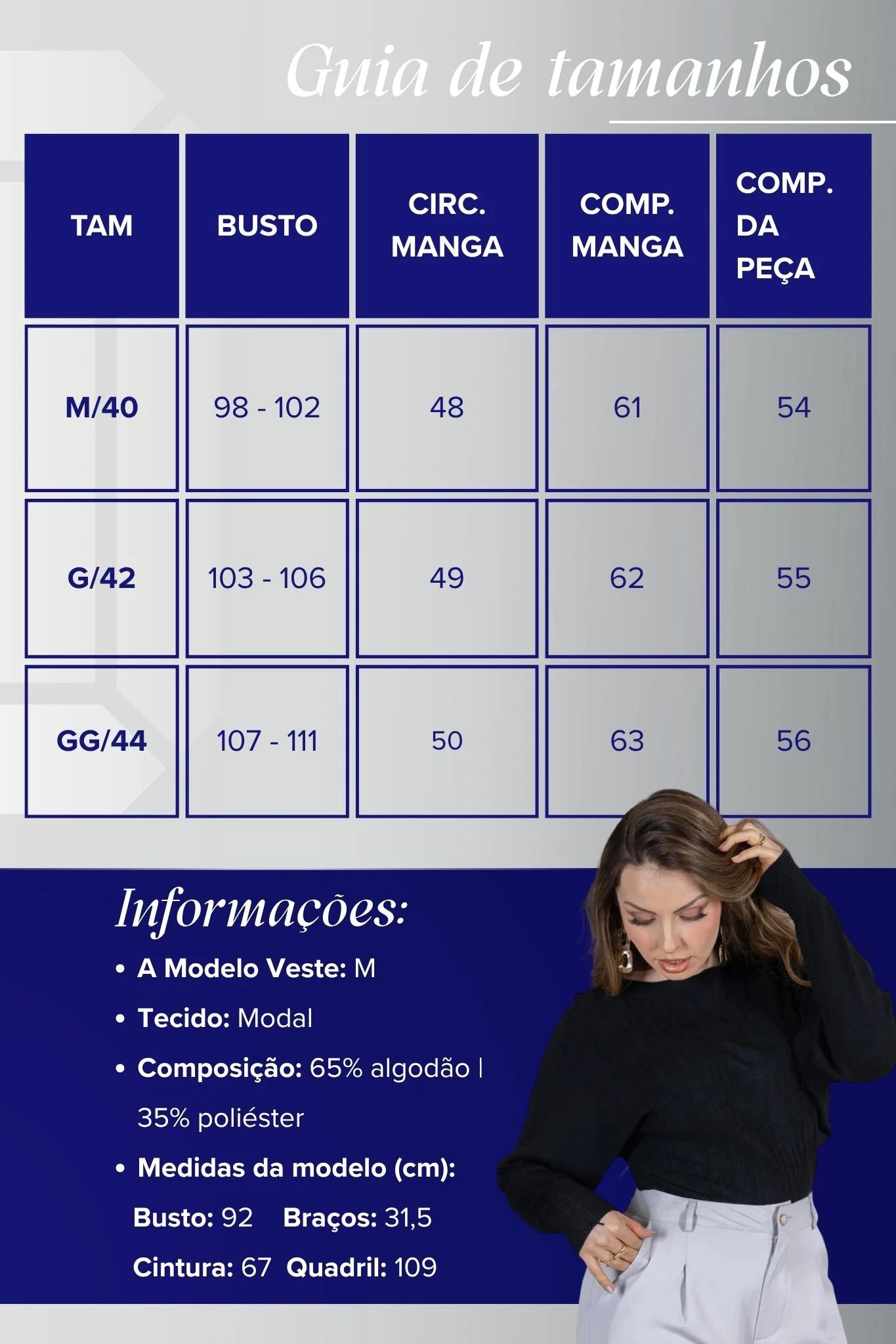 Tricot Manga Longa Ampla em Modal Jessica Preto
