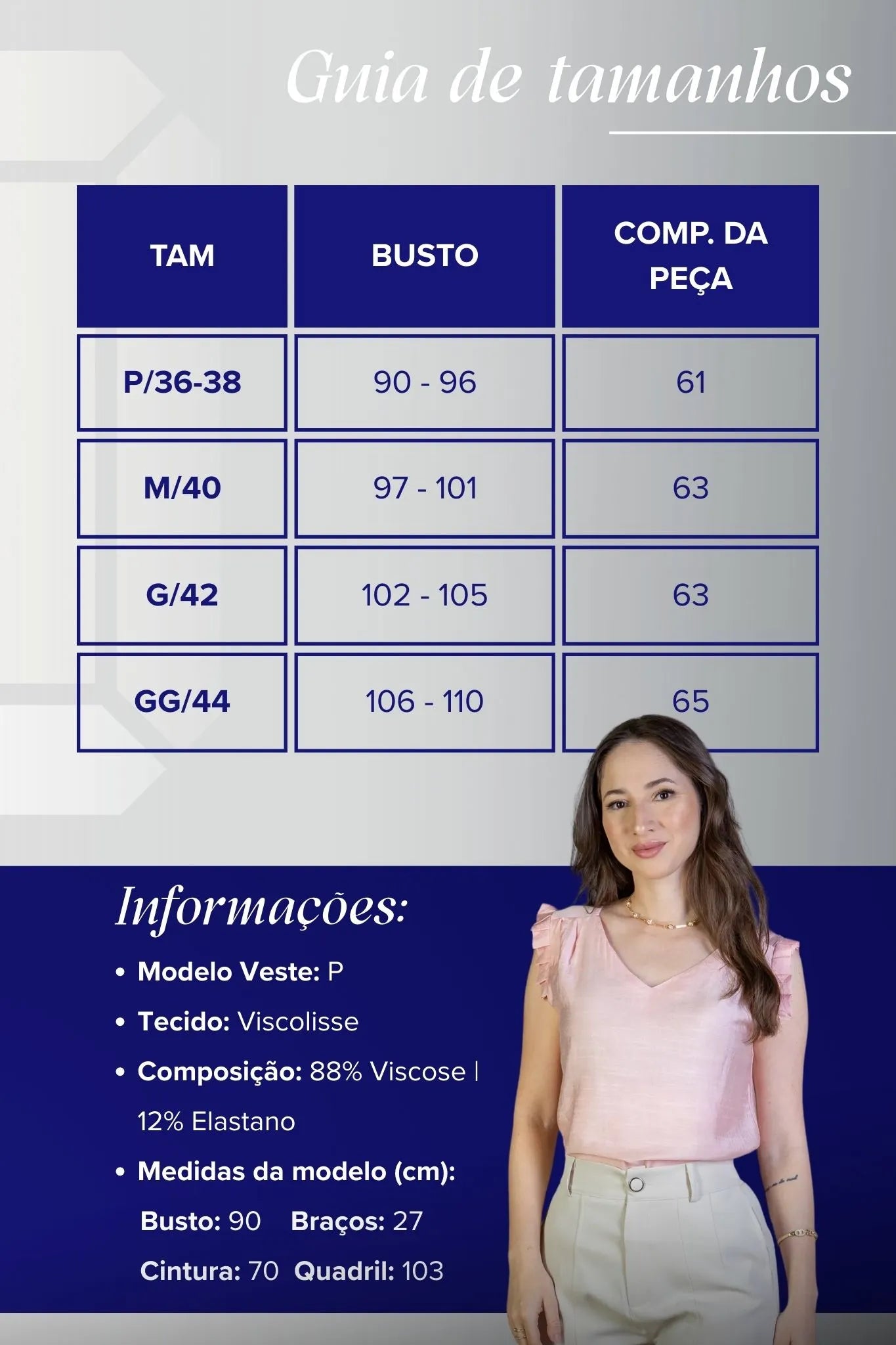 Blusa Regata Babados Decote "V" Em Viscolisse Joice Rosa