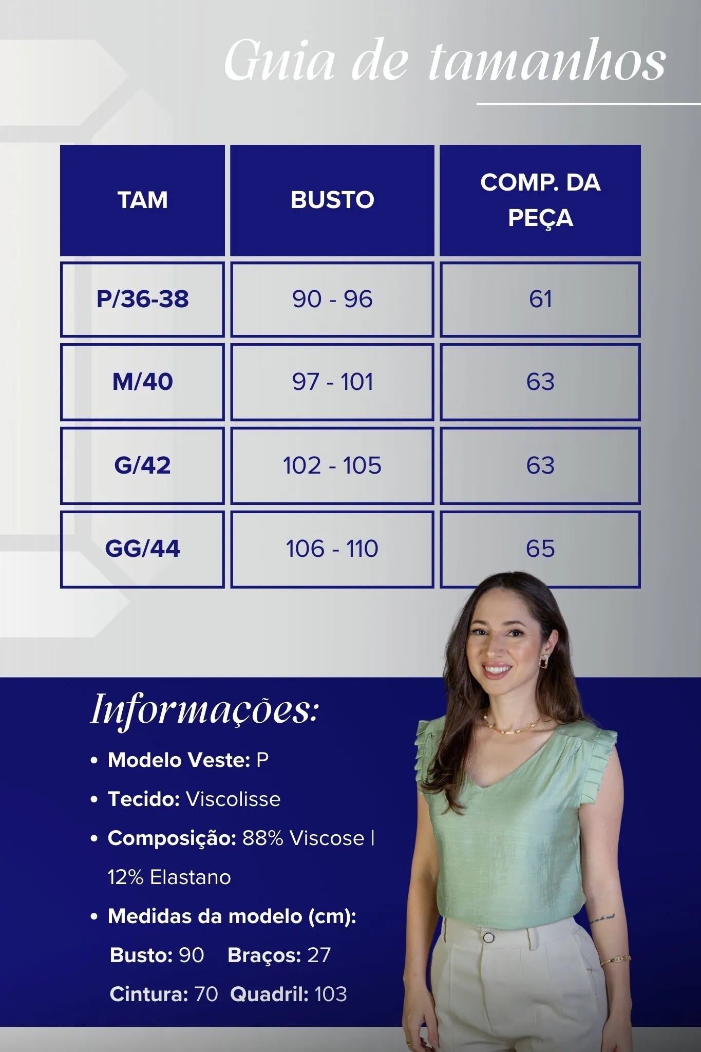 Blusa Regata Babados Decote "V" Em Viscolisse Joice Verde