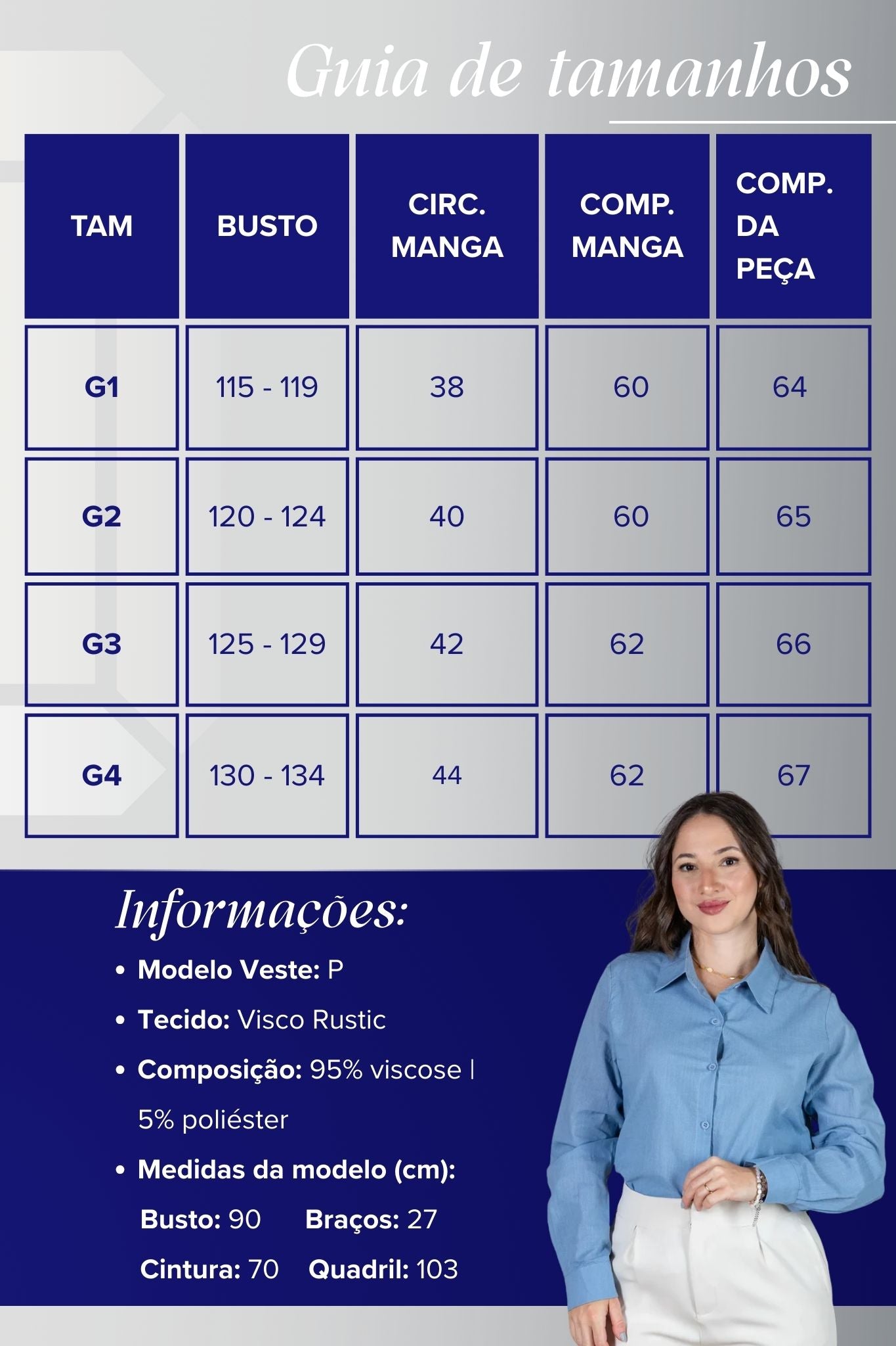 Camisa Manga Longa em Visco Rustic com Botões Jordana Azul