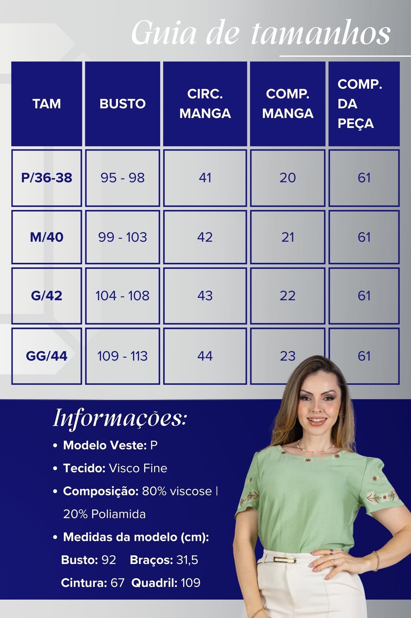 Blusa Manga Curta com Detalhes Bordados Visco Fine Juliana Verde