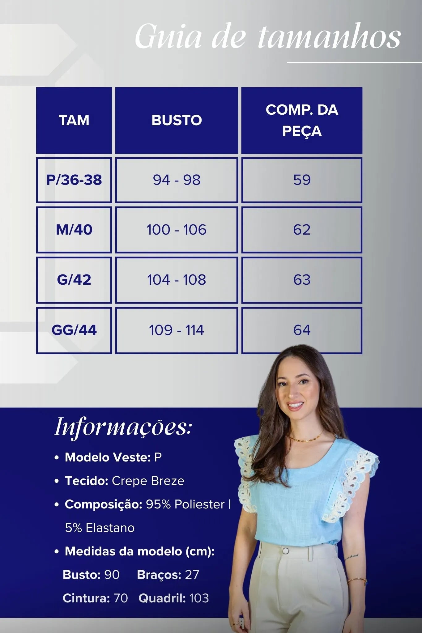 Blusa Regata Detalhe Bordado Em Visco Comfort Juliane Azul