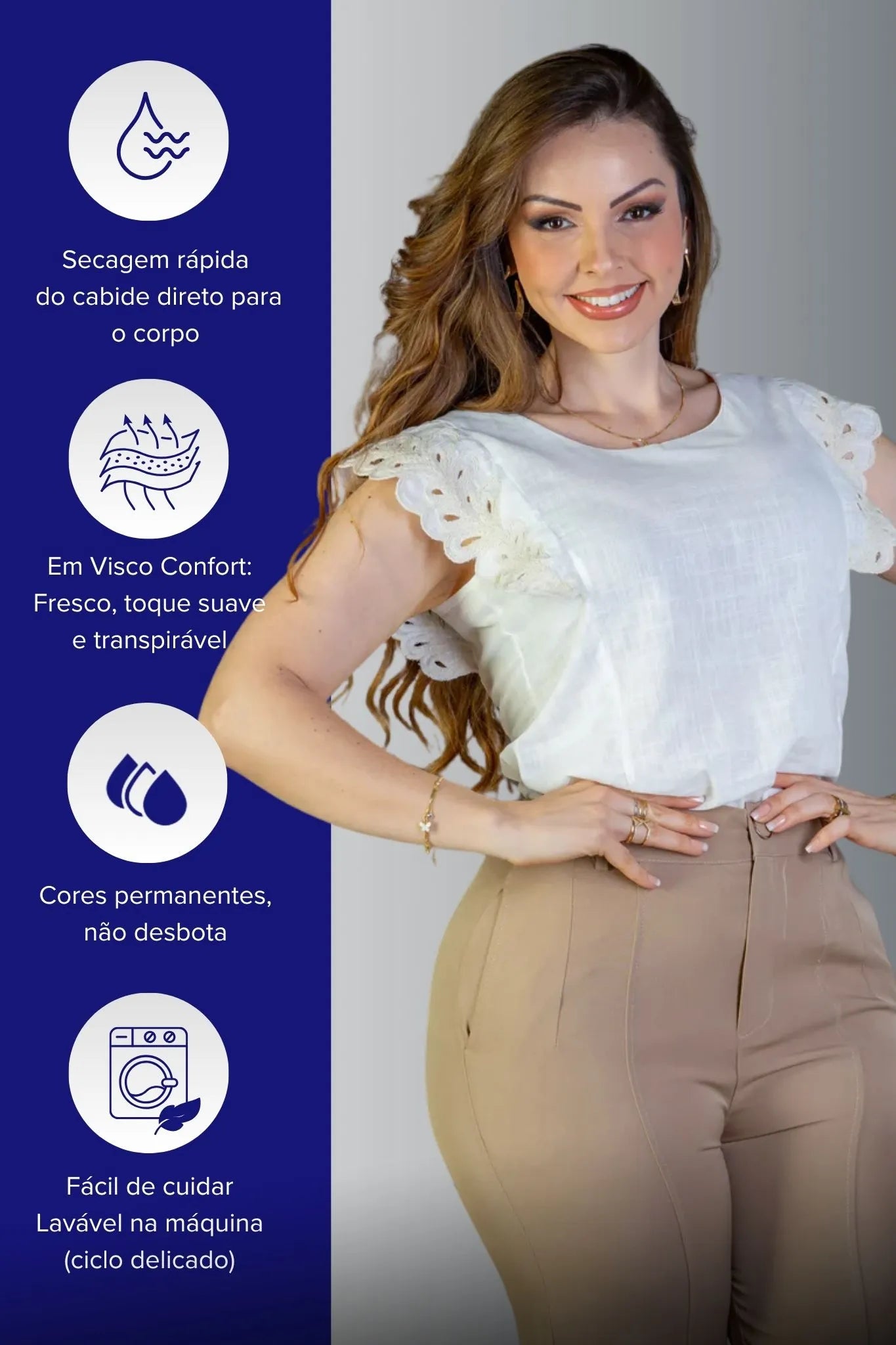 Blusa Regata Detalhe Bordado Em Visco Comfort Juliane Branca
