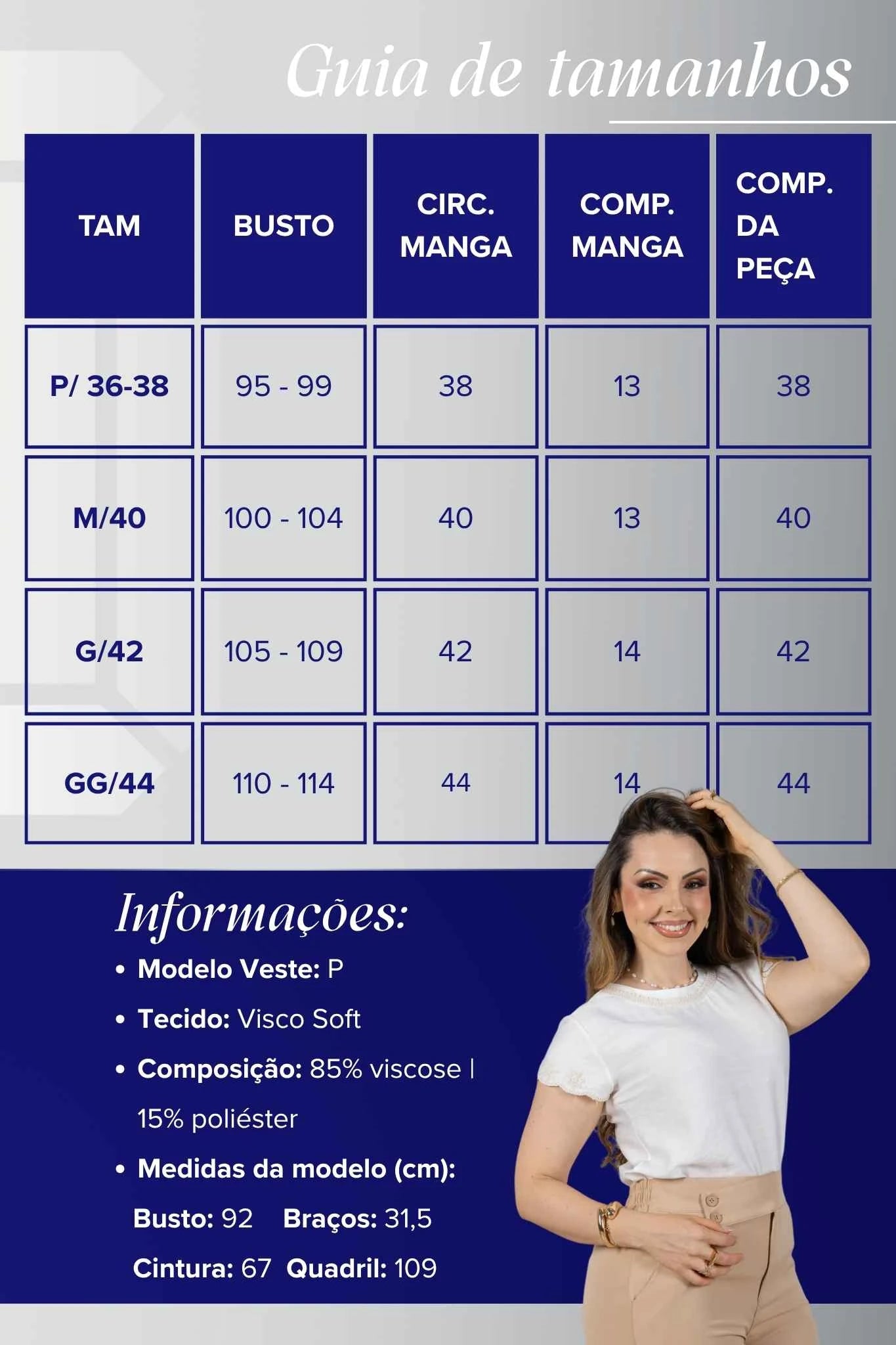 Blusa Manga Curta em Visco Soft com Detalhes Delicados Karina Branca