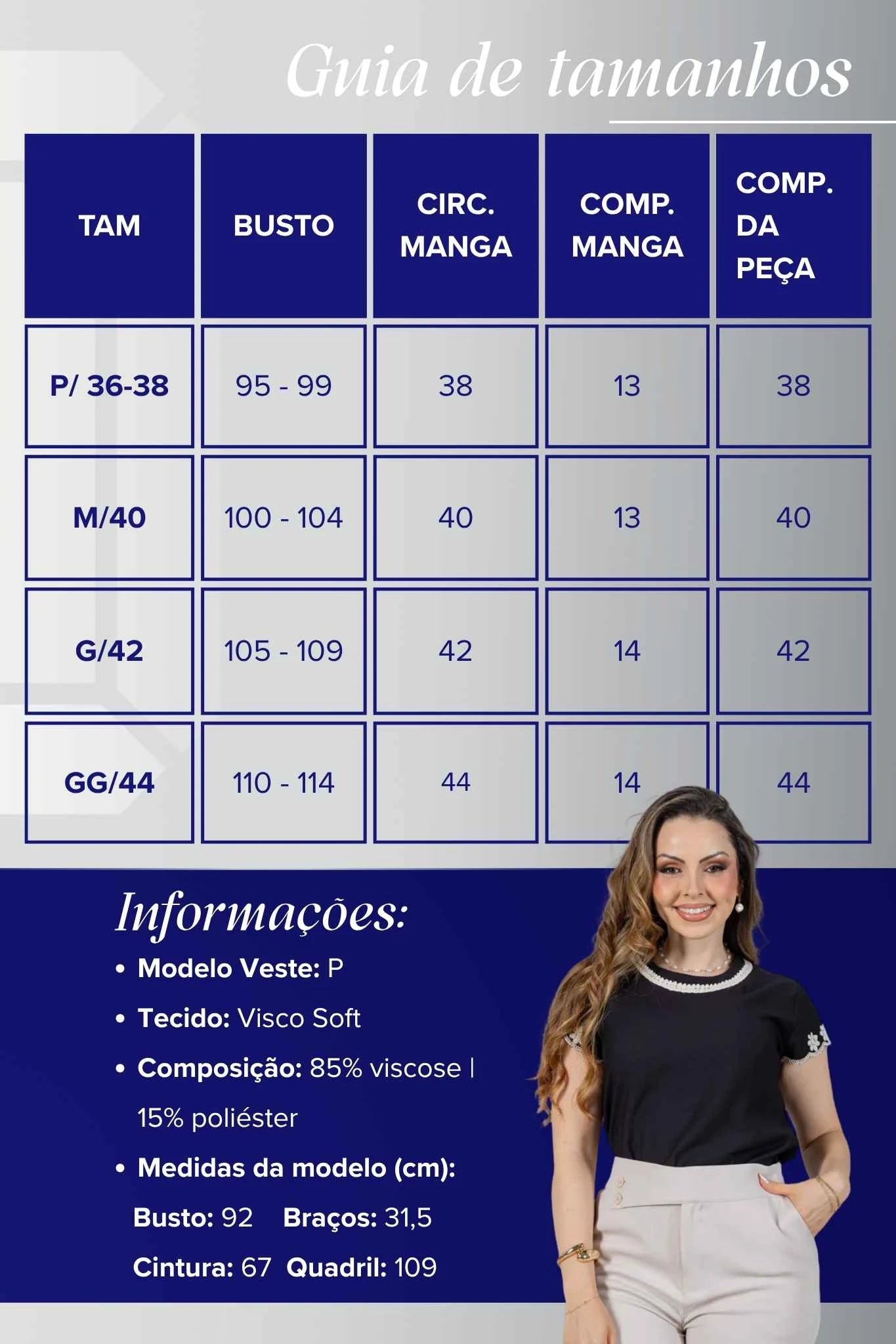 Blusa Manga Curta em Visco Soft com Detalhes Delicados Karina Preta
