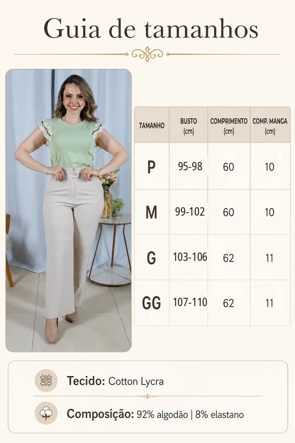 Blusa Cotton Lycra Muscle com Bordado Delicado Laís Verde