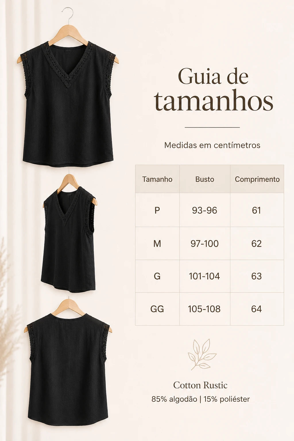 Blusa Regata Respirável com Decote Bordado Larissa Preta