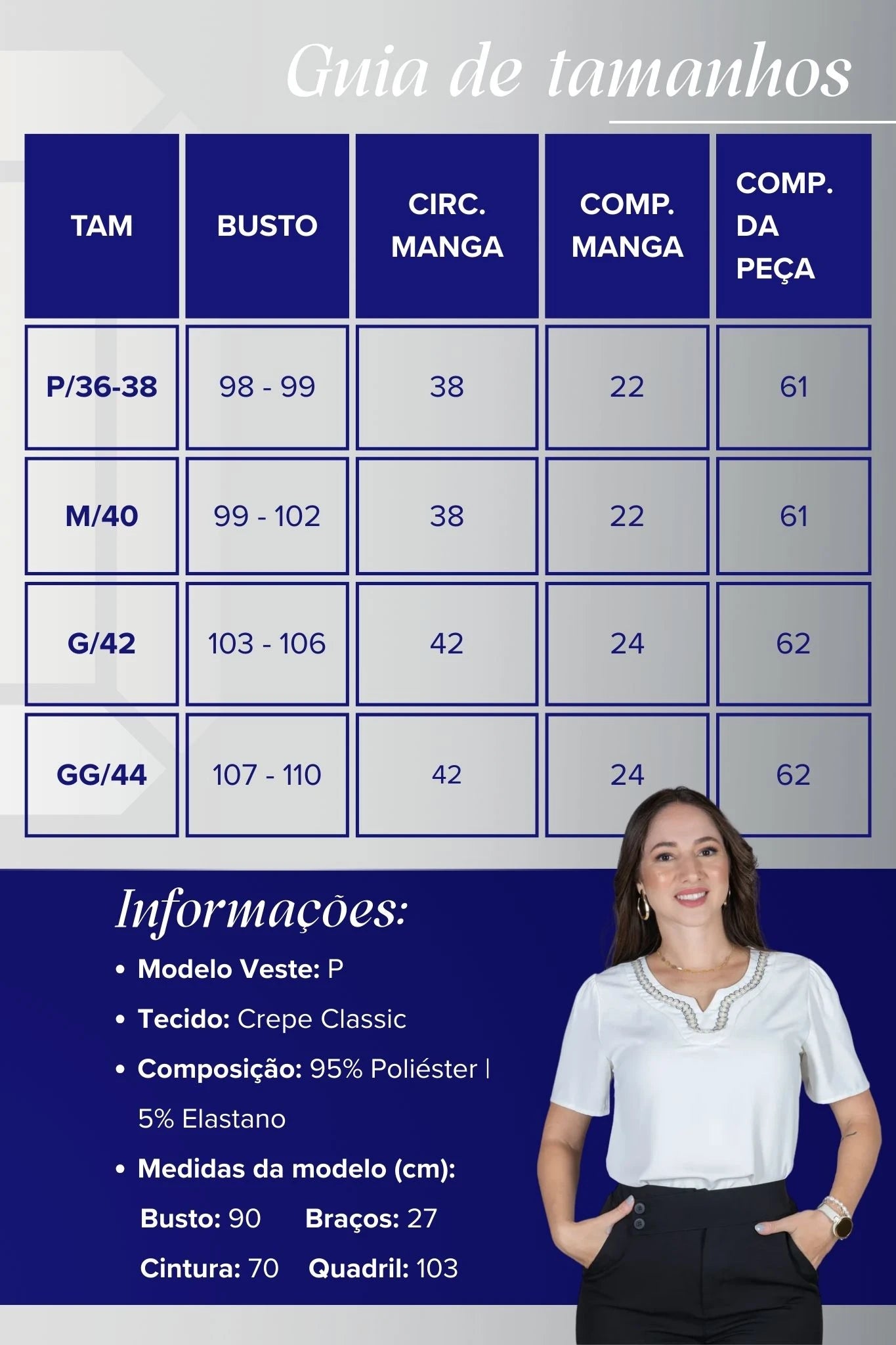Blusa Manga Curta em Crepe Classic com Decote em "V" e Bordados no Colo Laura Branca