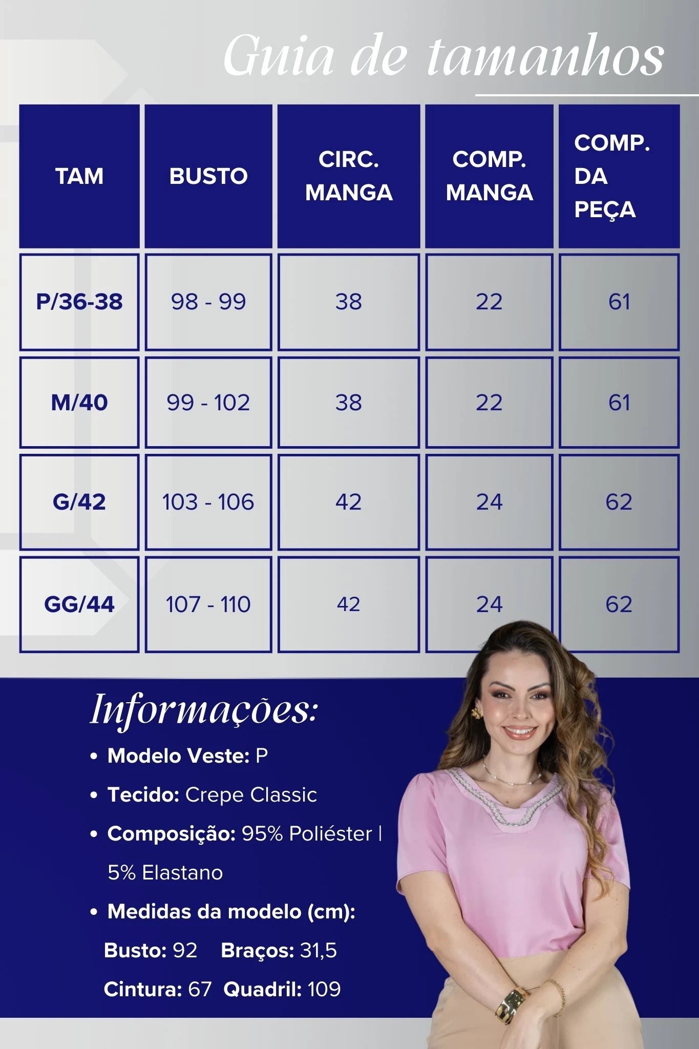 Blusa Manga Curta em Crepe Classic com Decote em "V" e Bordados no Colo Laura Rosa