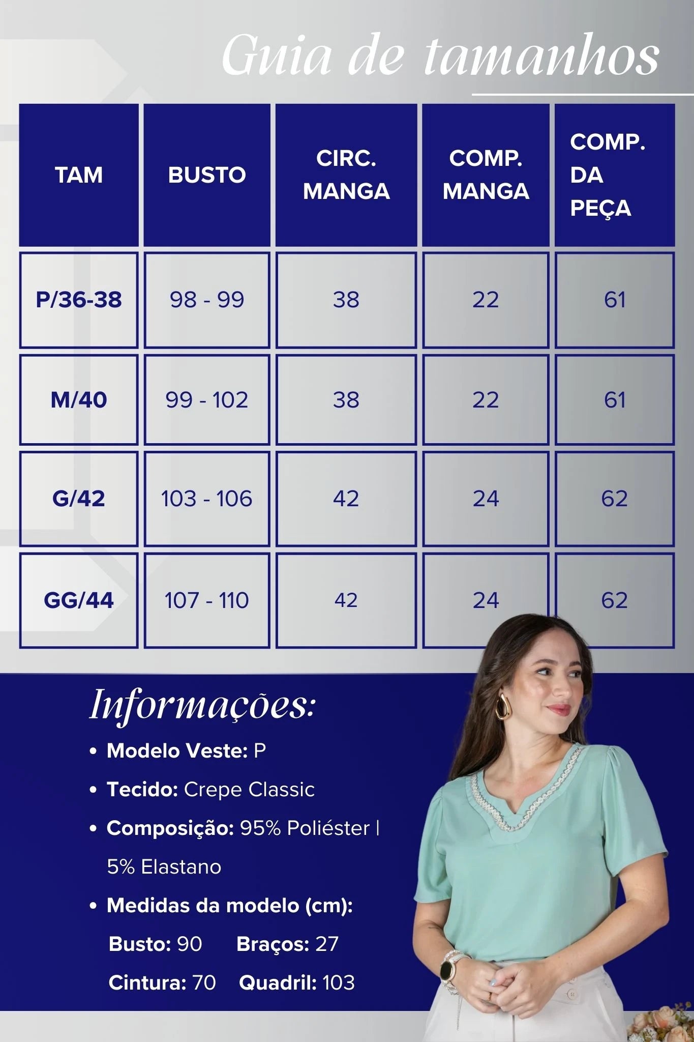 Blusa Manga Curta em Crepe Classic com Decote em "V" e Bordados no Colo Laura Verde