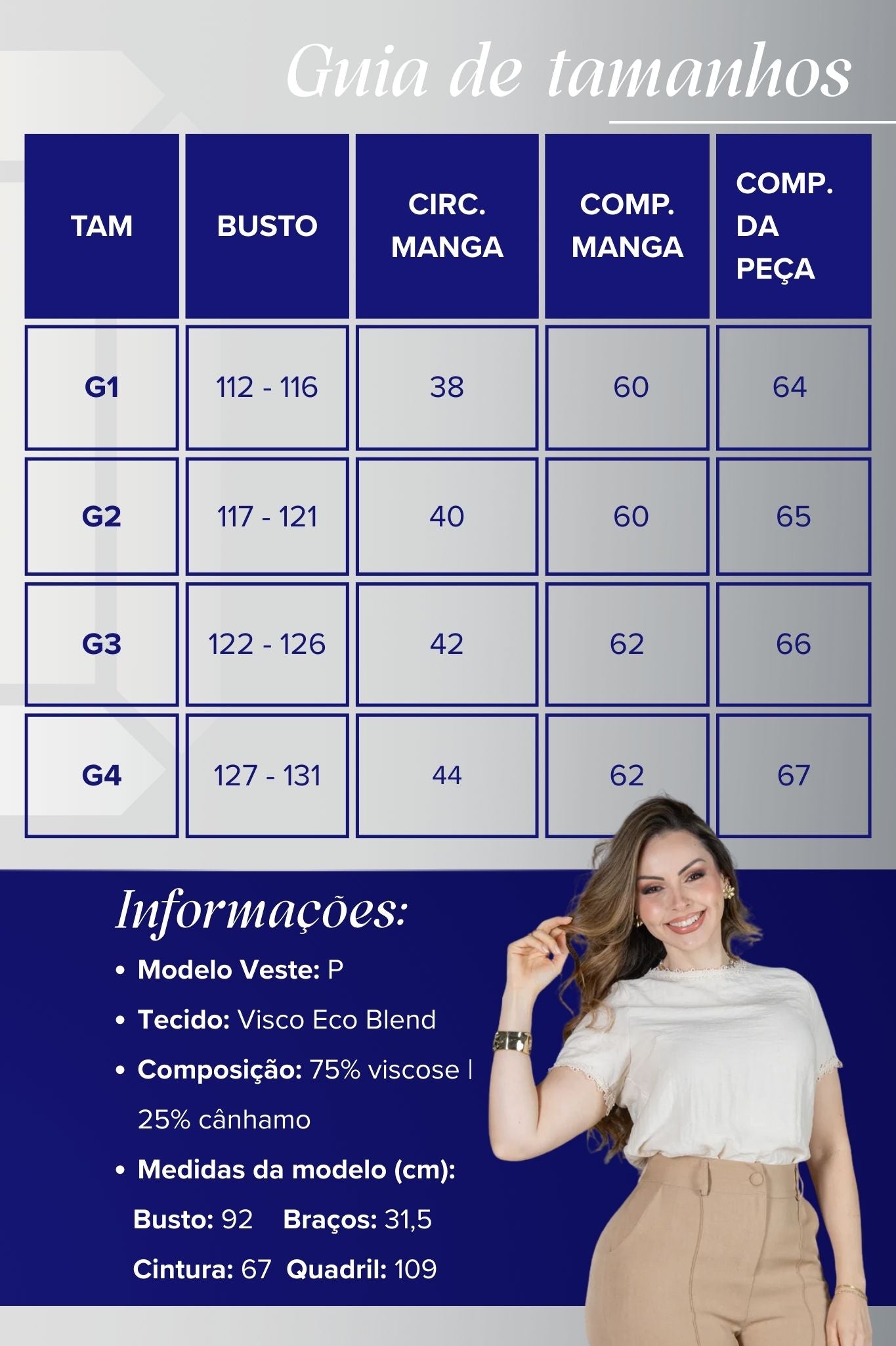 Blusa Manga Curta em Visco Eco Blend com Detalhes Bordados Leila Bege