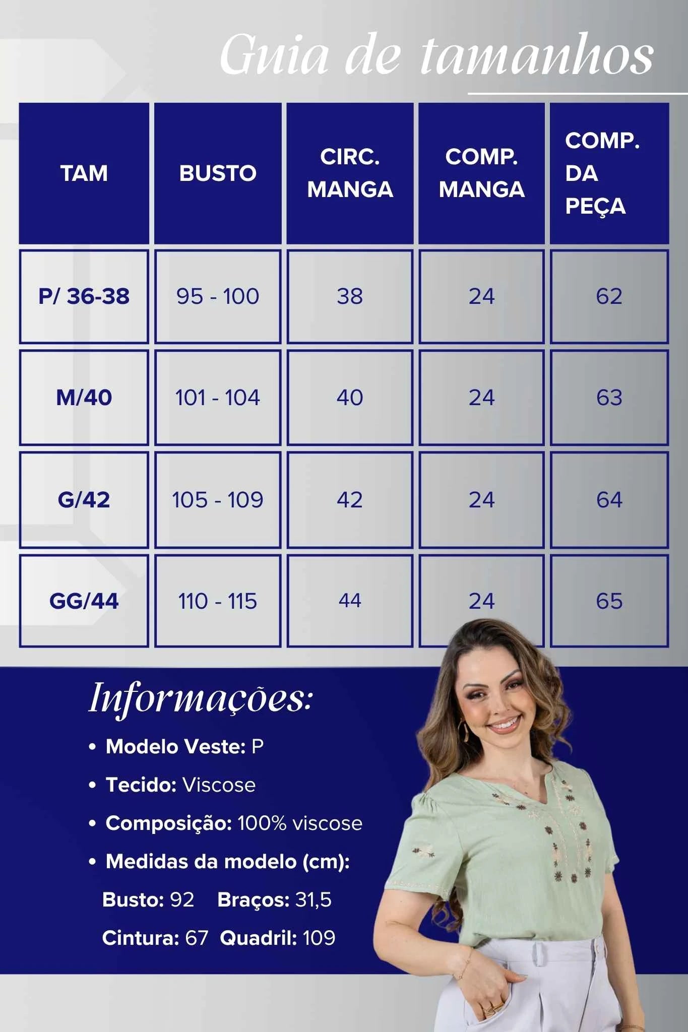 Blusa Manga Curta Decote em 'V' em Viscose com Acabamento Bordado Liara Verde