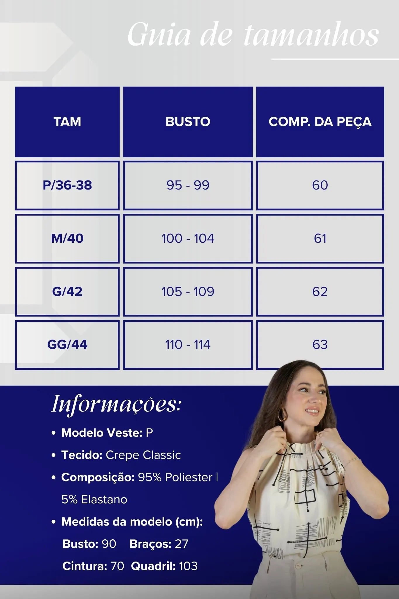 Regata Detalhe Pregas Colo Crepe Classic Lídia Estampada Creme