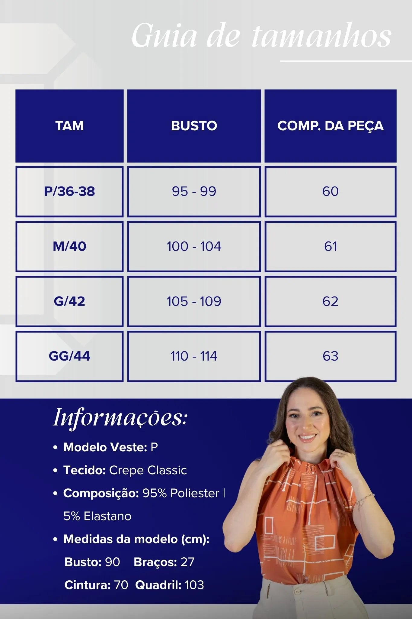 Regata Detalhe Pregas Colo Crepe Classic Lídia Estampada Terracota