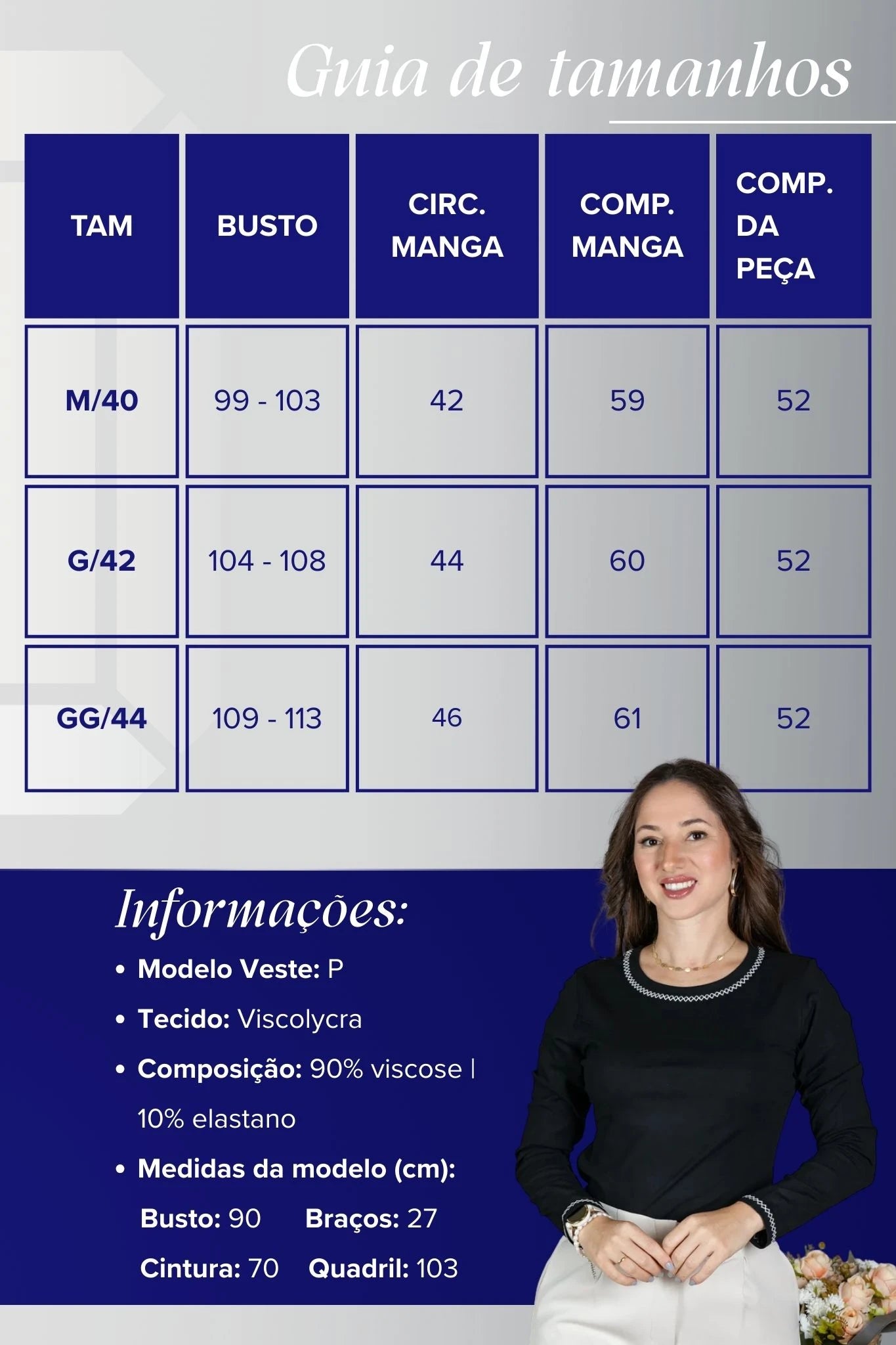 Blusa Manga Longa em Viscolycra com Ponto Contrastante Lina Preta