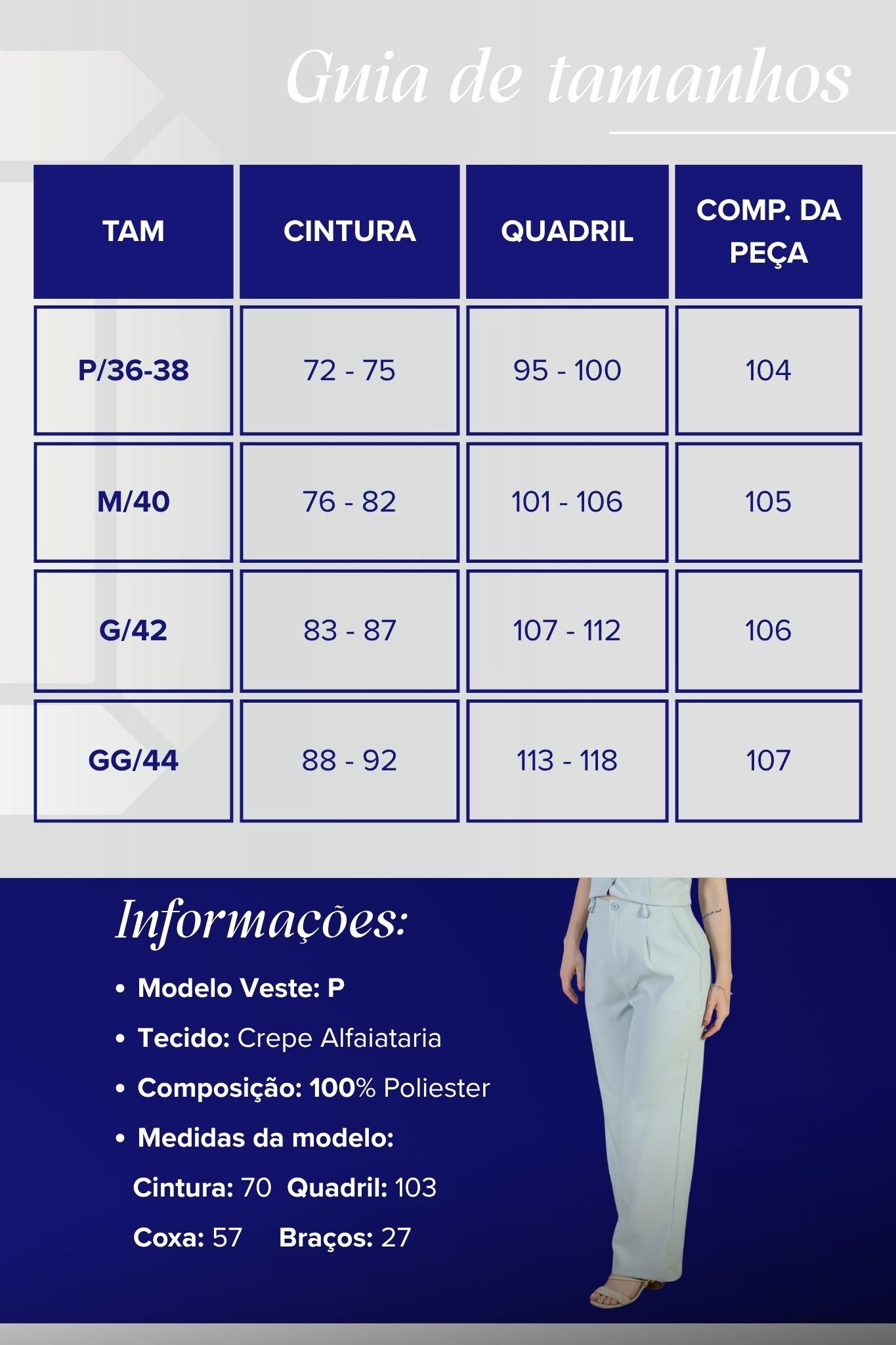 Calça Pantalona Alfaiataria Livia Azul