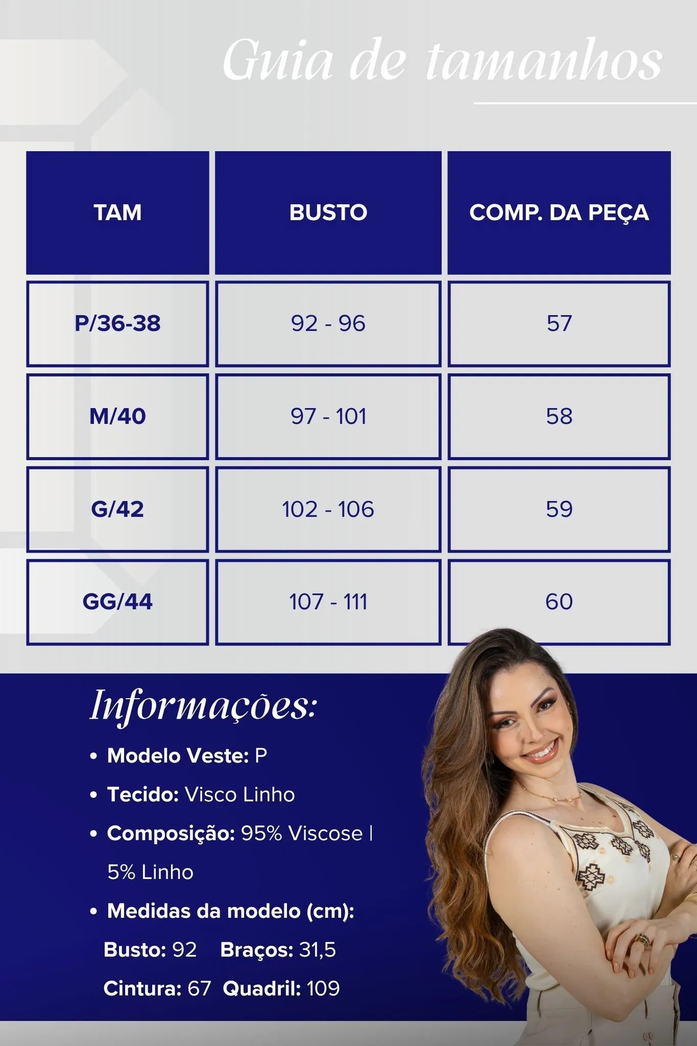 Regata Detalhe Bordado Decote Busto Visco Linho Luciana Creme