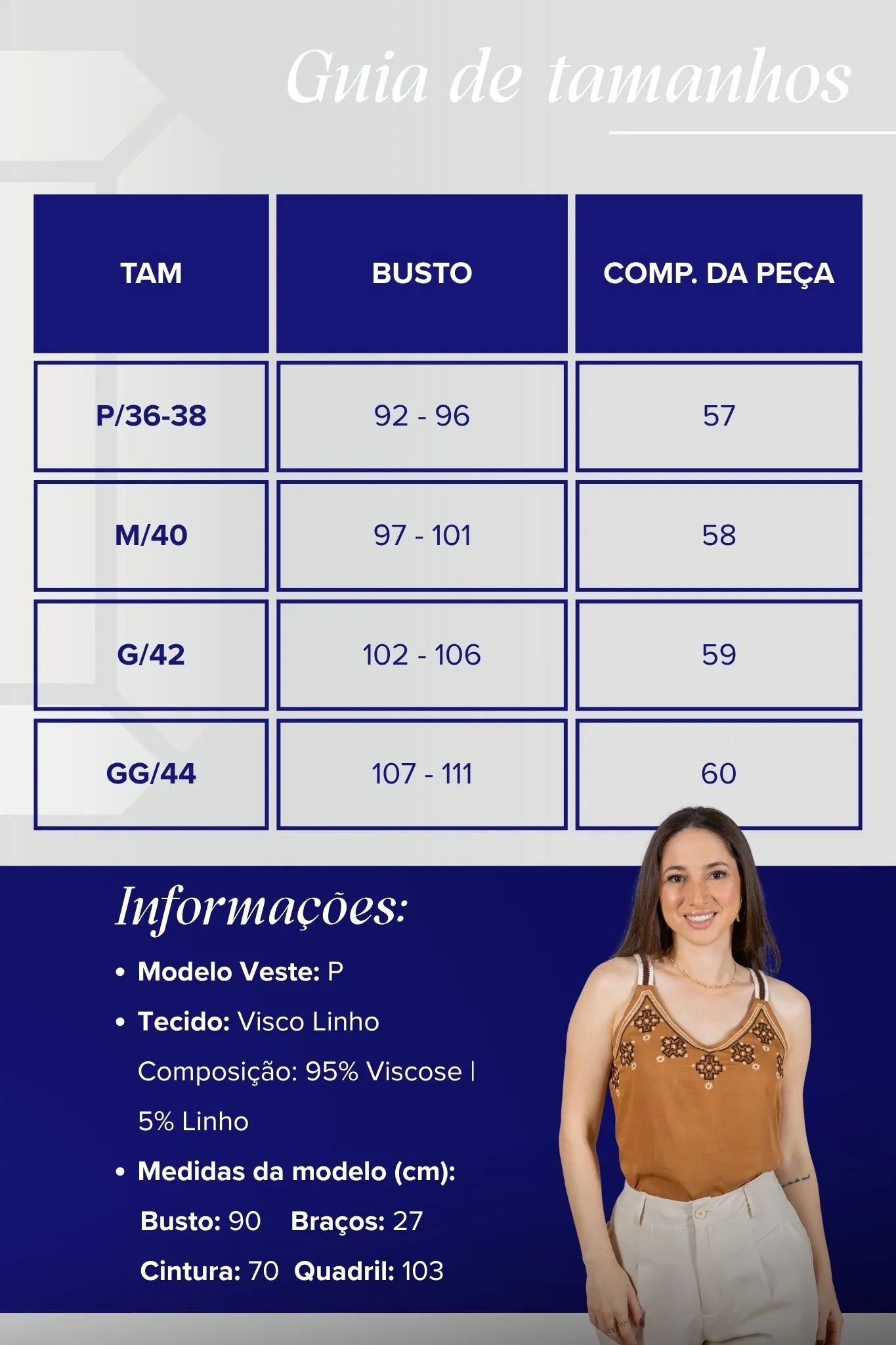 Regata Detalhe Bordado Decote Busto Visco Linho Luciana Marrom