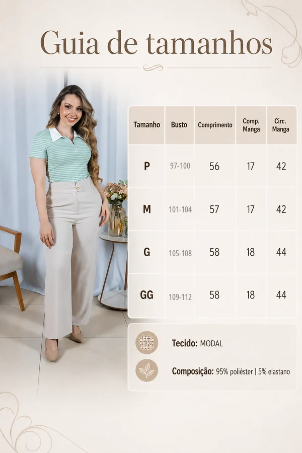 Blusa Modal Listrada com Gola Camisa Melinda Verde