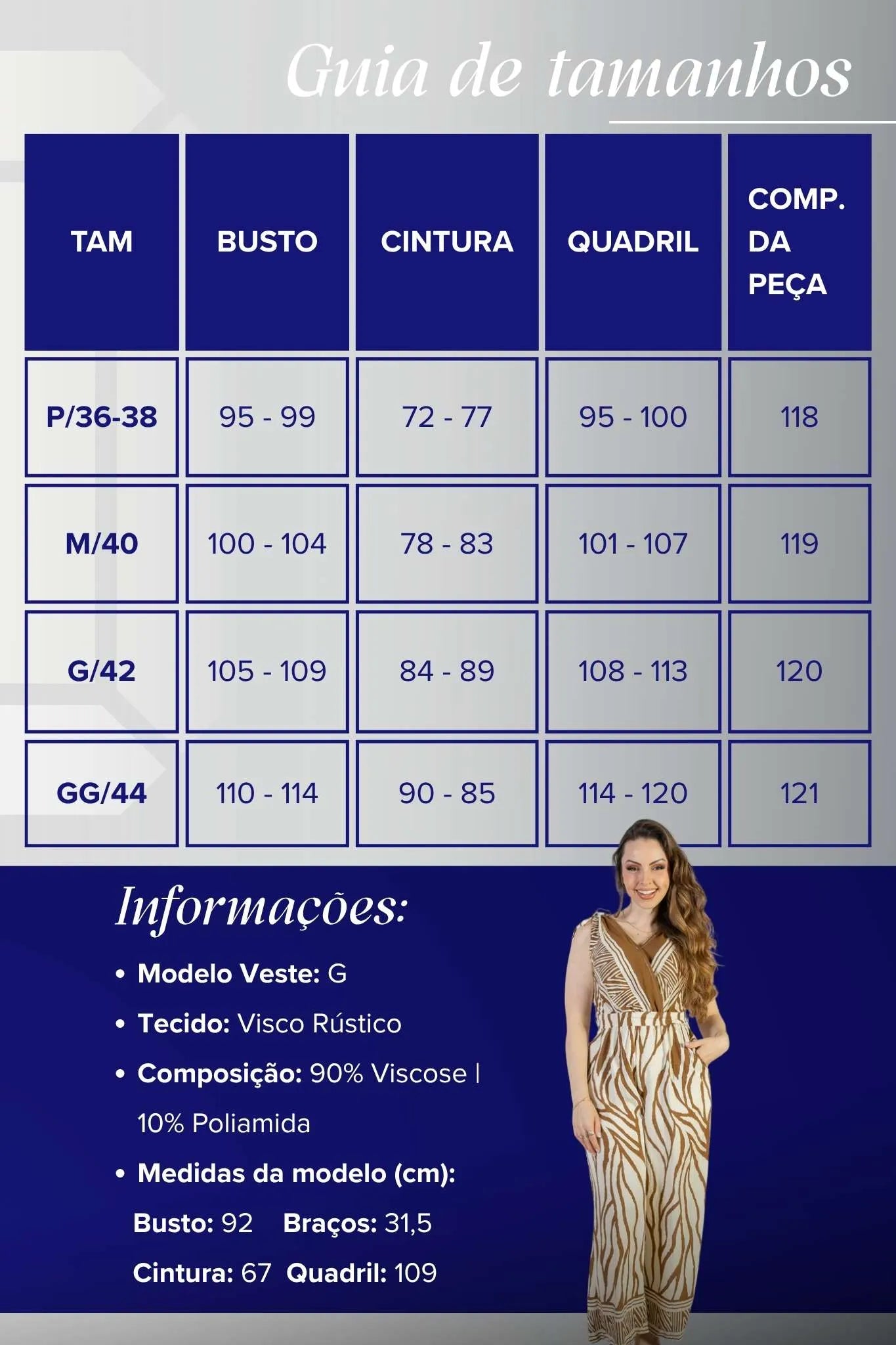 Macacão Regata Decote "V" Visco Rústico Emily Estampado Marrom