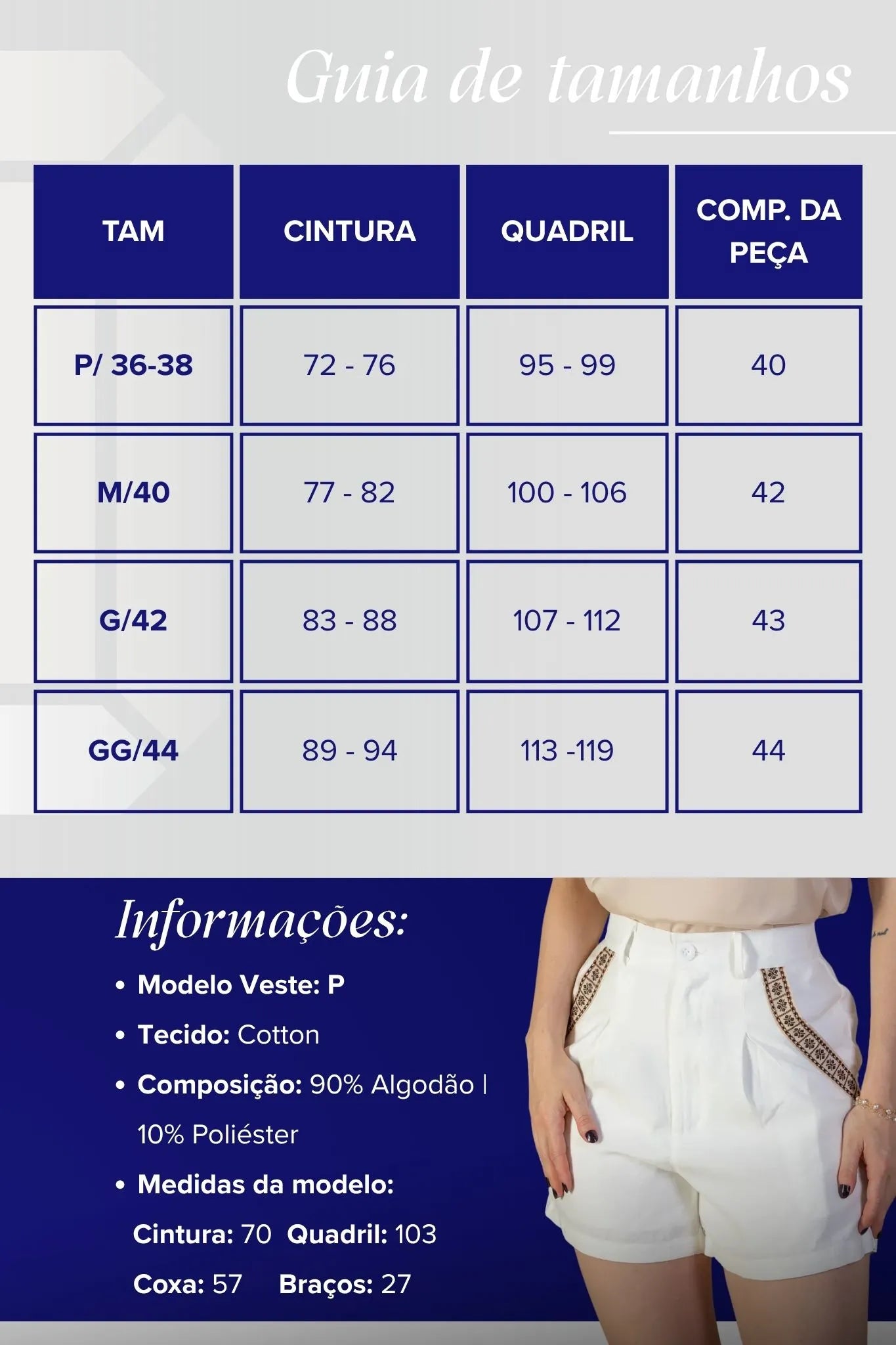 Shorts Detalhe Bolsos Cotton Maju Coutinho Branco