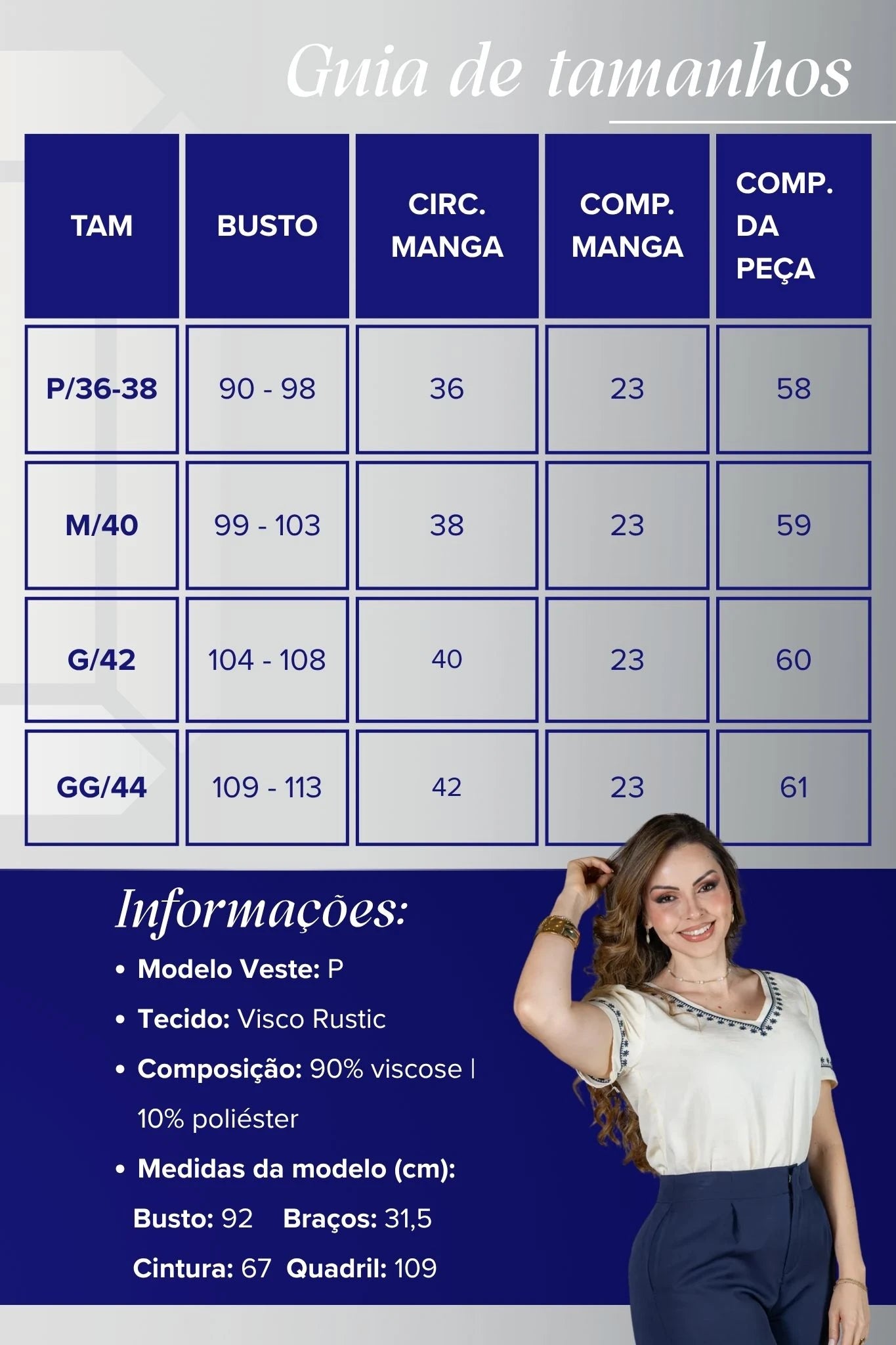 Blusa Manga Curta Decote em "V" Bordado em Visco Rustic Mara Creme