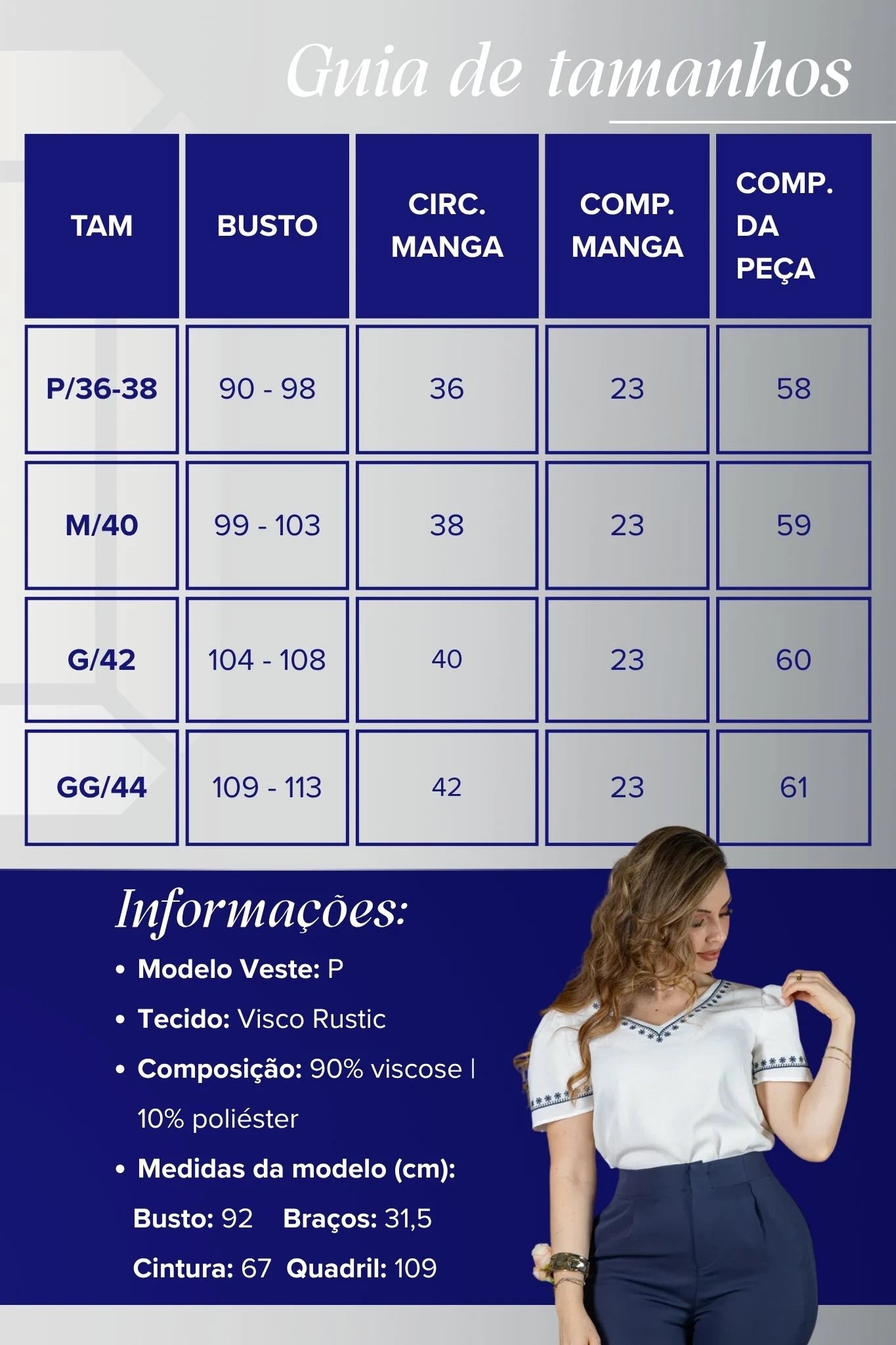 Blusa Manga Curta Decote em "V" Bordado em Visco Rustic Mara Branca
