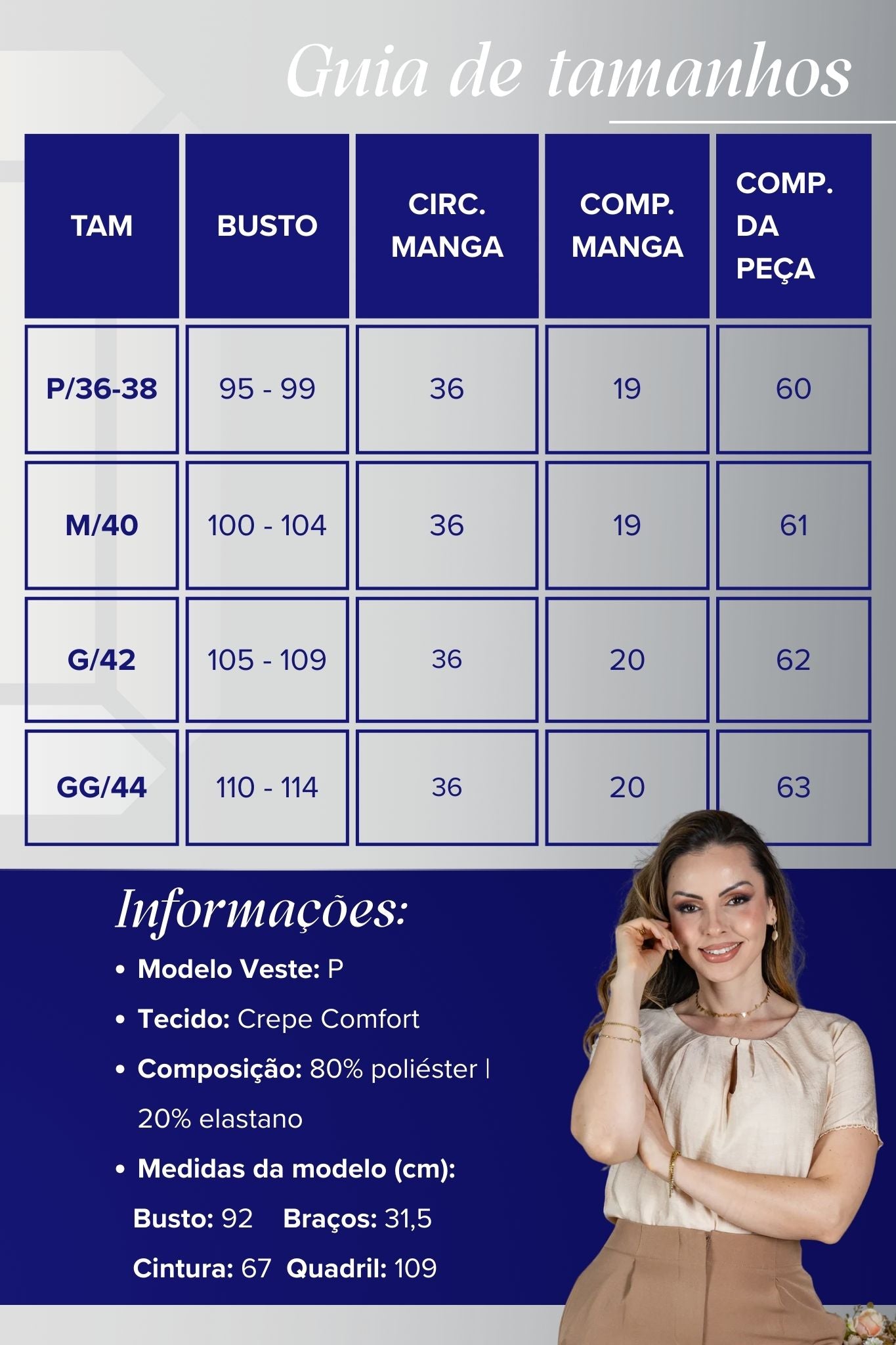 Blusa Manga Curta em Crepe Comfort Decote em Gota e Pregas Mariele Bege