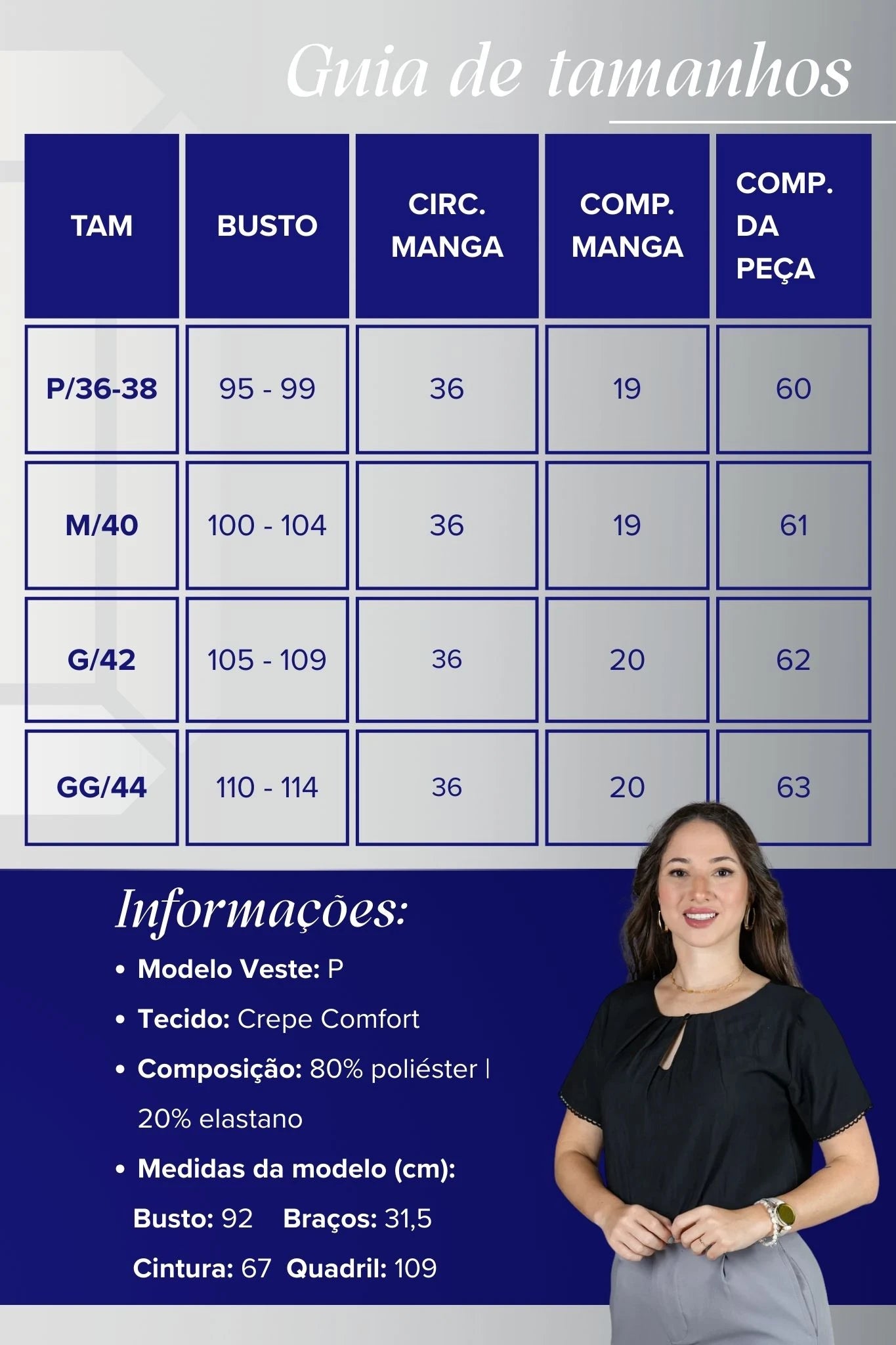 Blusa Manga Curta em Crepe Comfort Decote em Gota e Pregas Mariele Preta