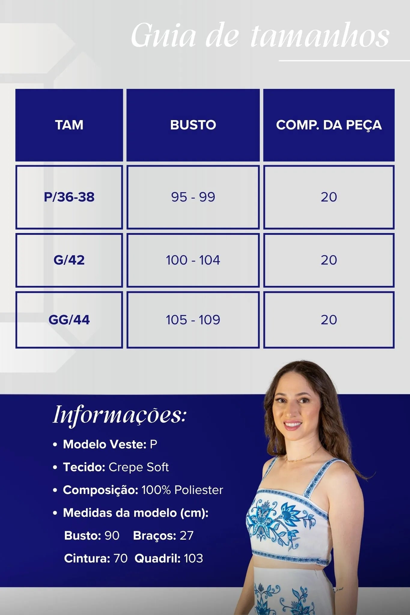 Cropped Marina Ruy Crepe Soft Estampado Azul