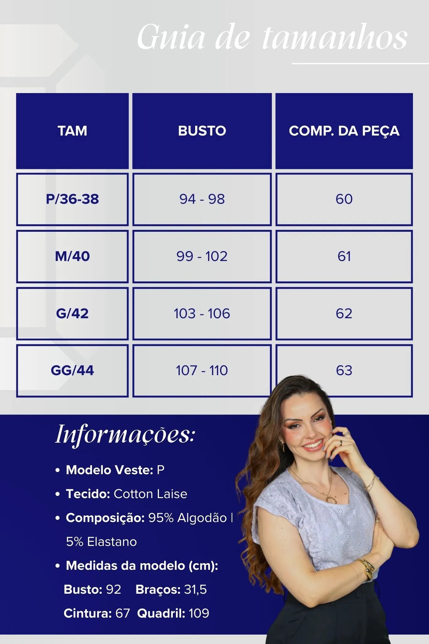 Blusa Manga Curta em Cotton Laise Detalhes Babados Marta Azul Acinzentado