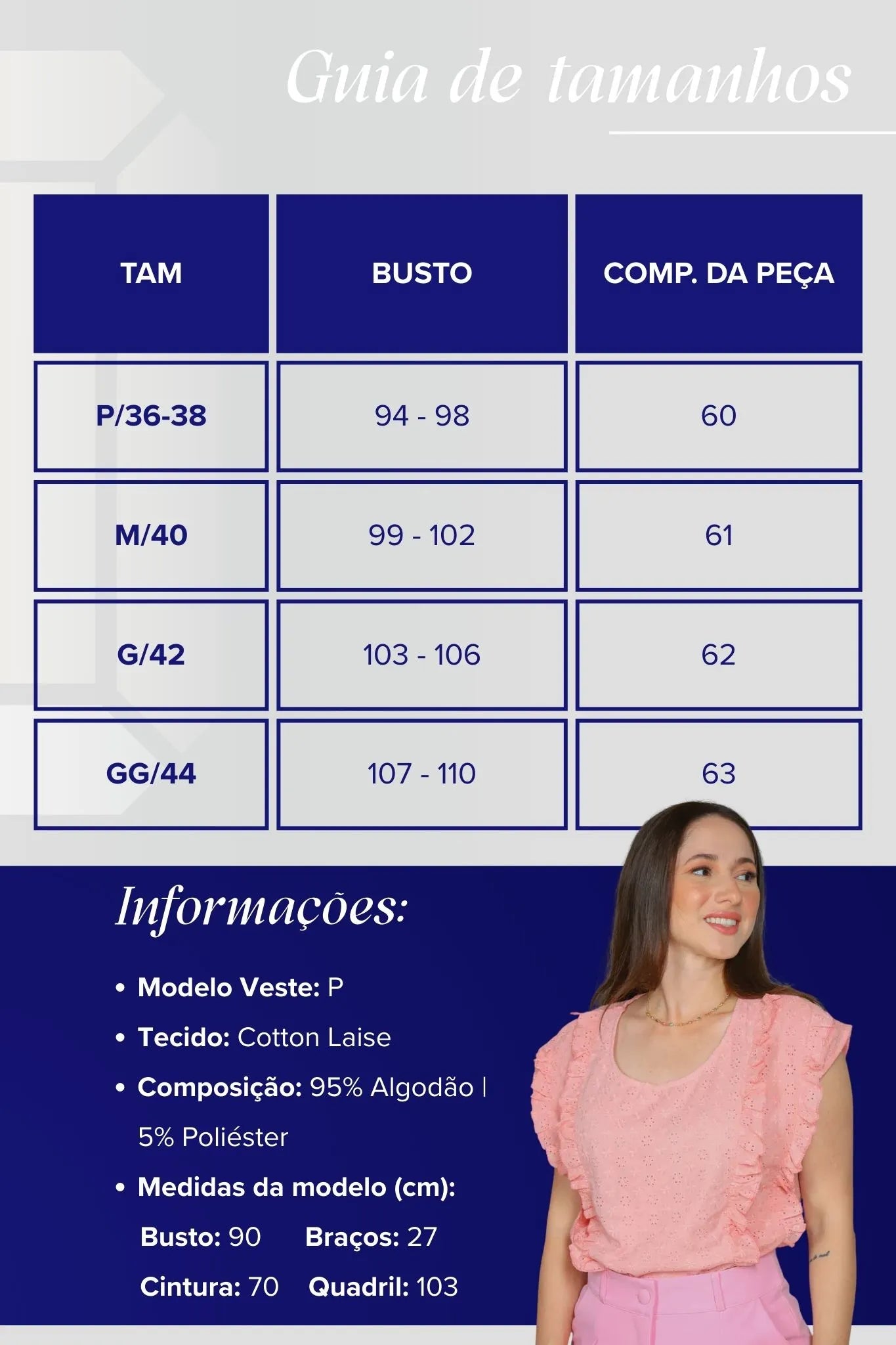 Blusa Manga Curta em Cotton Laise Detalhes Babados Marta Rosa