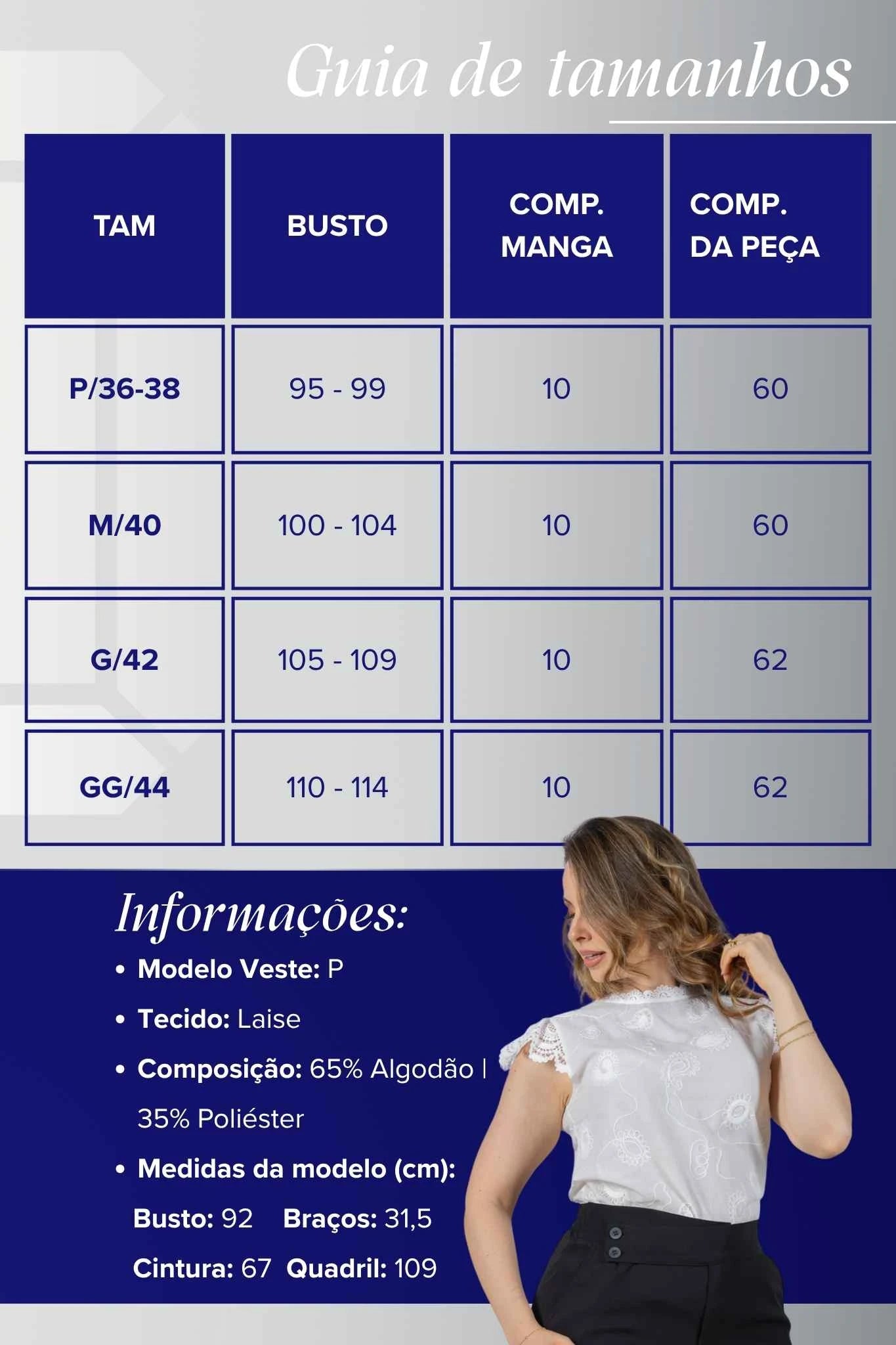 Blusa em Laise Mirela Branca — Feminina, fresca e elegante sem exagero