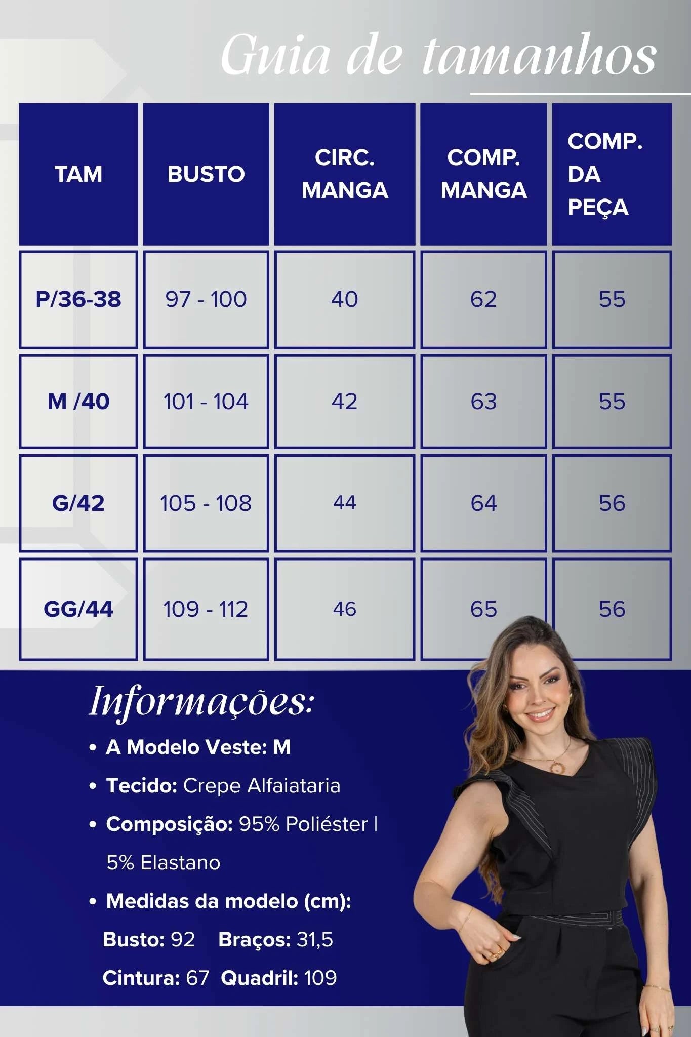 Blusa Decote em "V" em Crepe Alfaiataria Detalhes Pesponto Nicole Preta