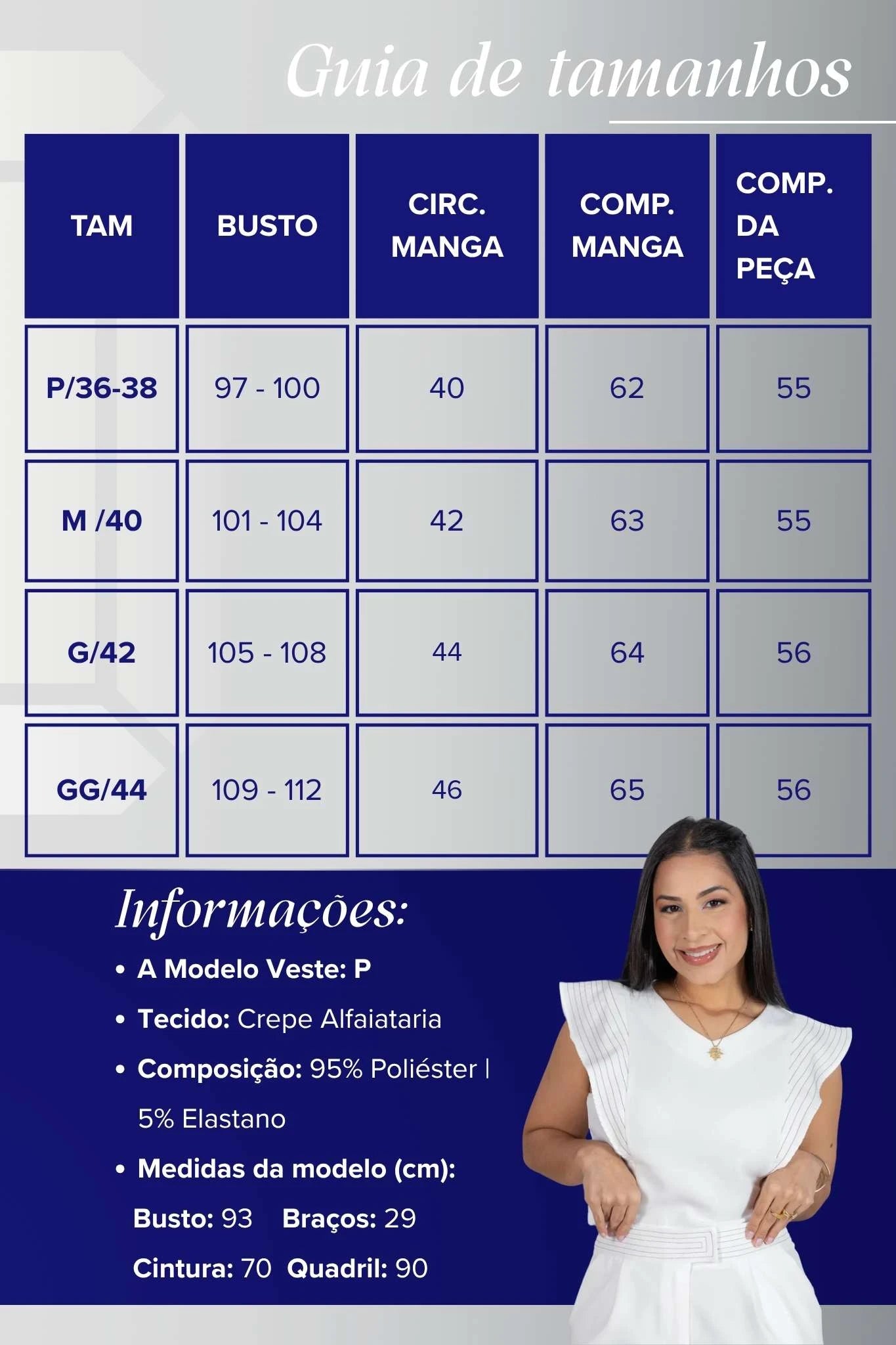 Blusa Decote em "V" em Crepe Alfaiataria Detalhes Pesponto Nicole Branca