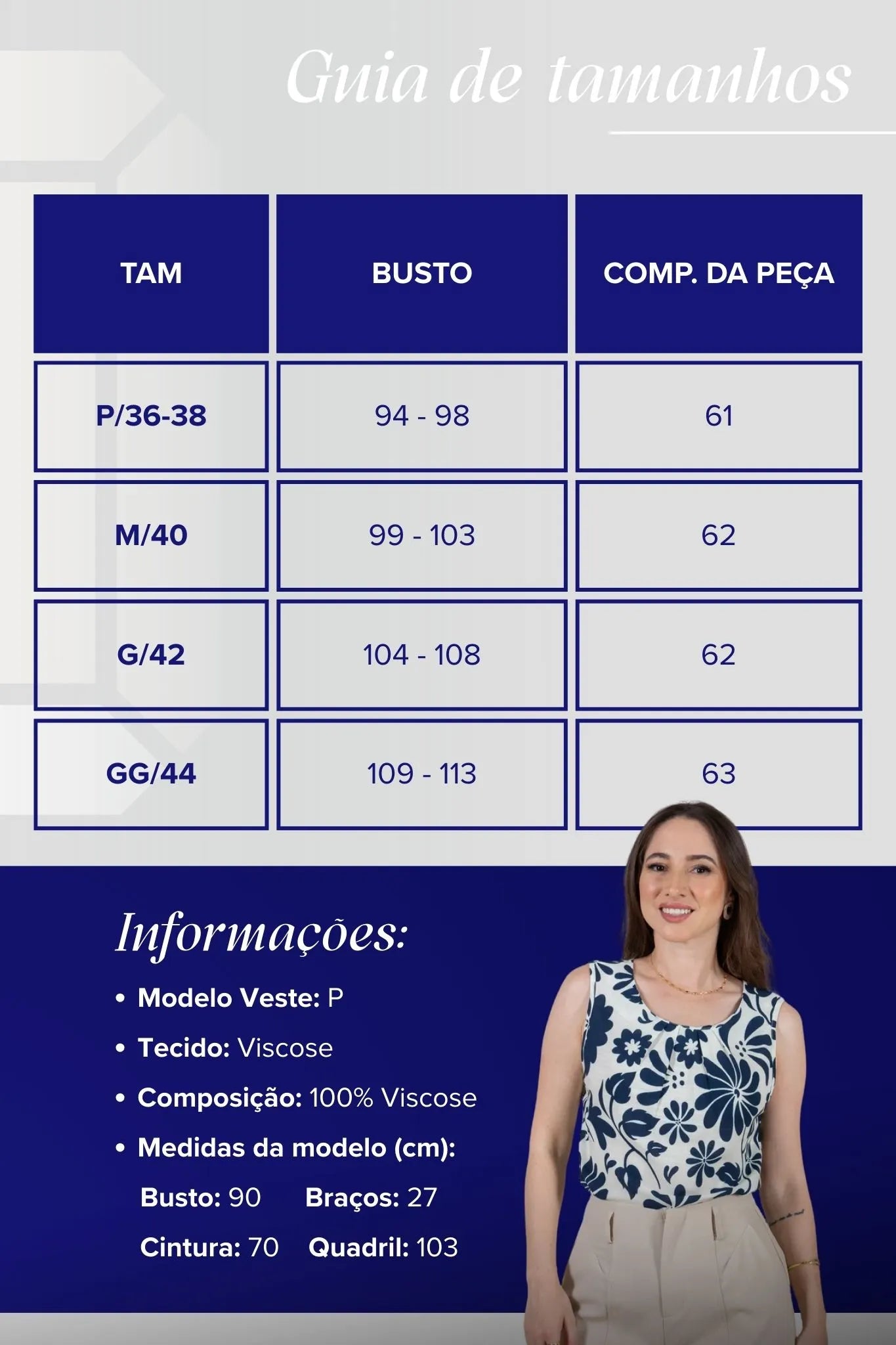 Blusa Regata Colo Com Pregas Viscose Nina Azul Marinho