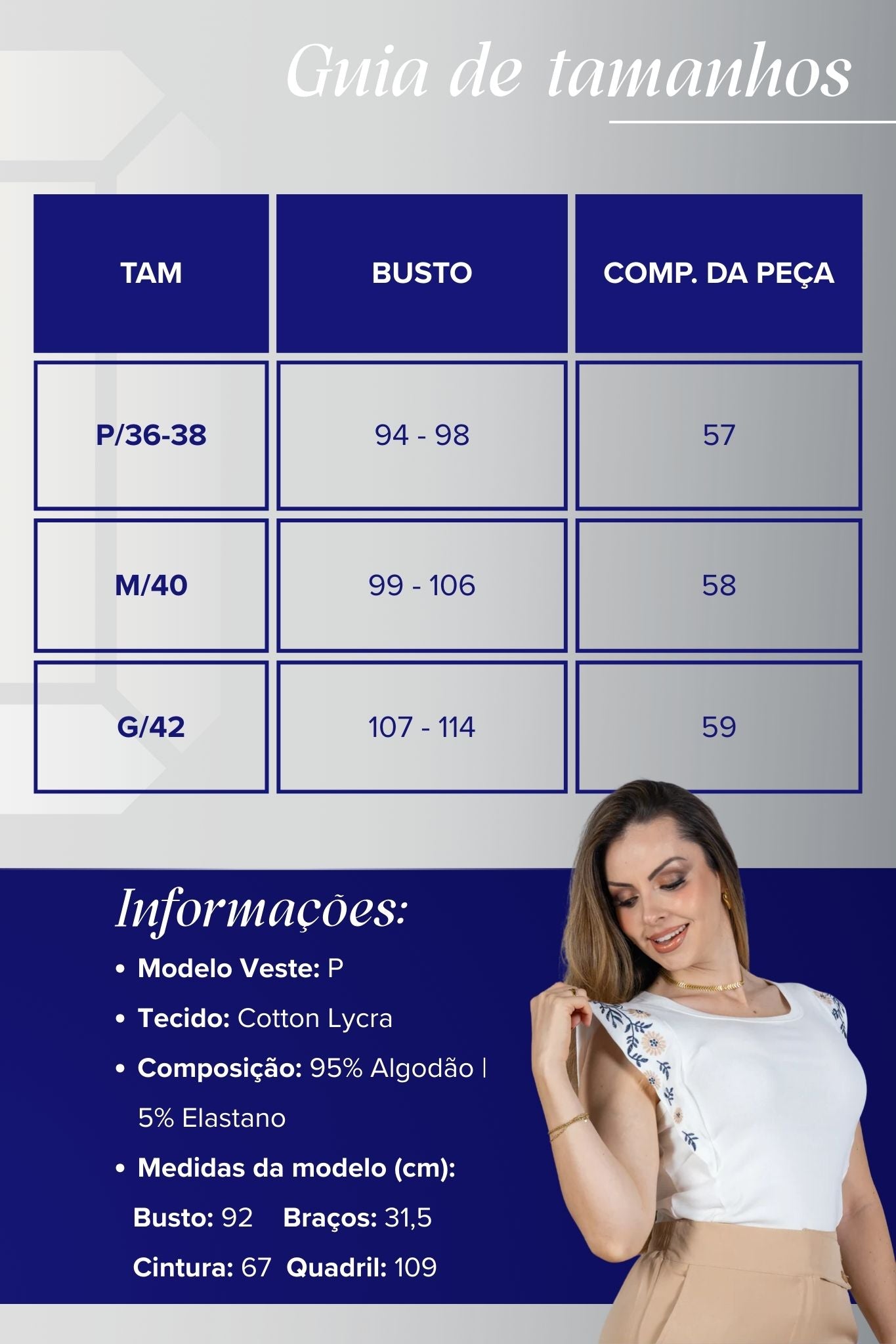 Blusa Regata em Cotton Lycra Muscle Tee com Detalhe Bordado Pâmela Branca