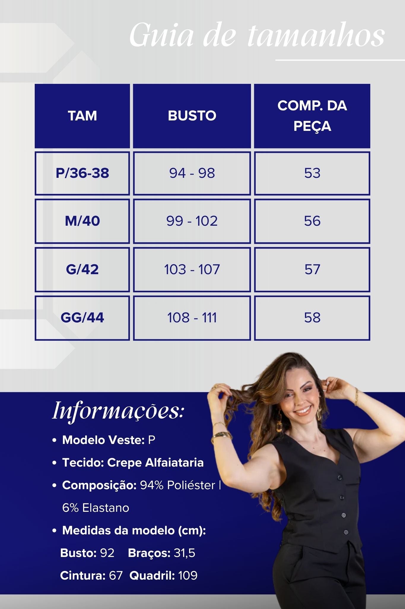 Colete Curto Regata Detalhe Botões Alfaiataria Paolla Oliveira Preto