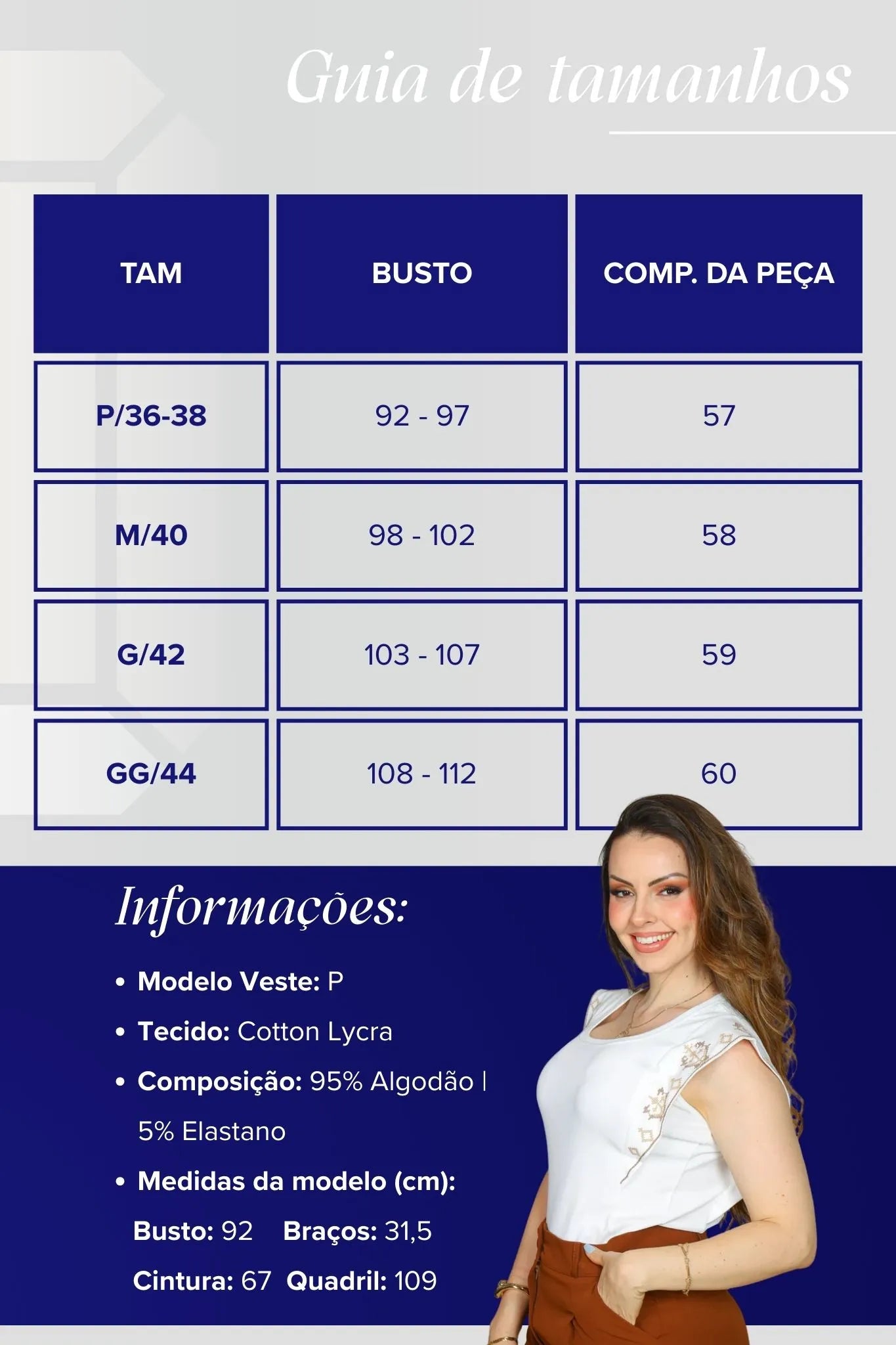 Blusa Regata Muscle Tee em Cotton Lycra Detalhe Bordado Paula Branca