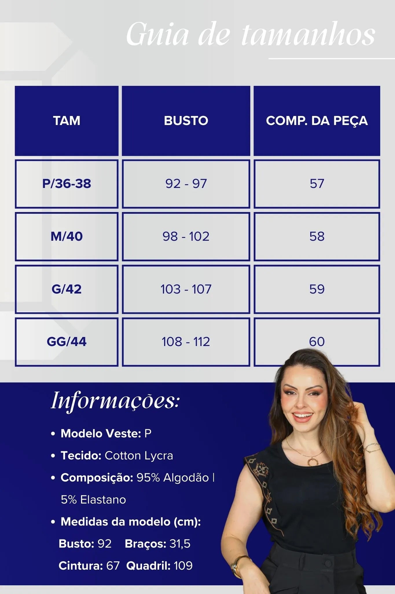 Blusa Regata Muscle Tee em Cotton Lycra Detalhe Bordado Paula Preta