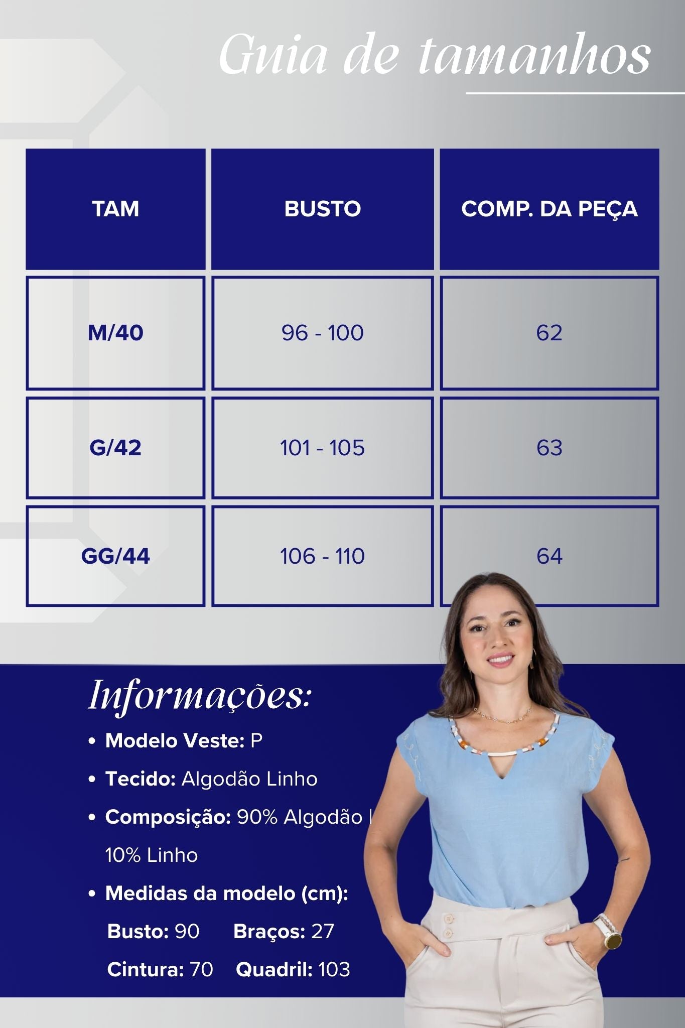 Blusa Regata Algodão Linho Detalhe Trançado com Pedraria Pietra Azul