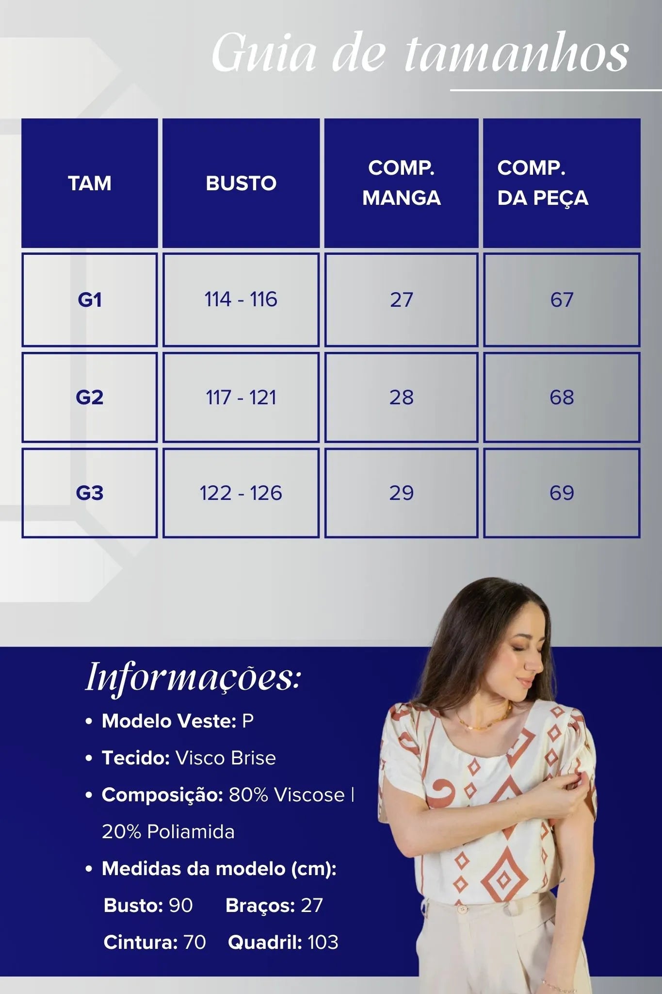 Blusa Manga Curta Detalhe Botão Vânia Estampada Terracota