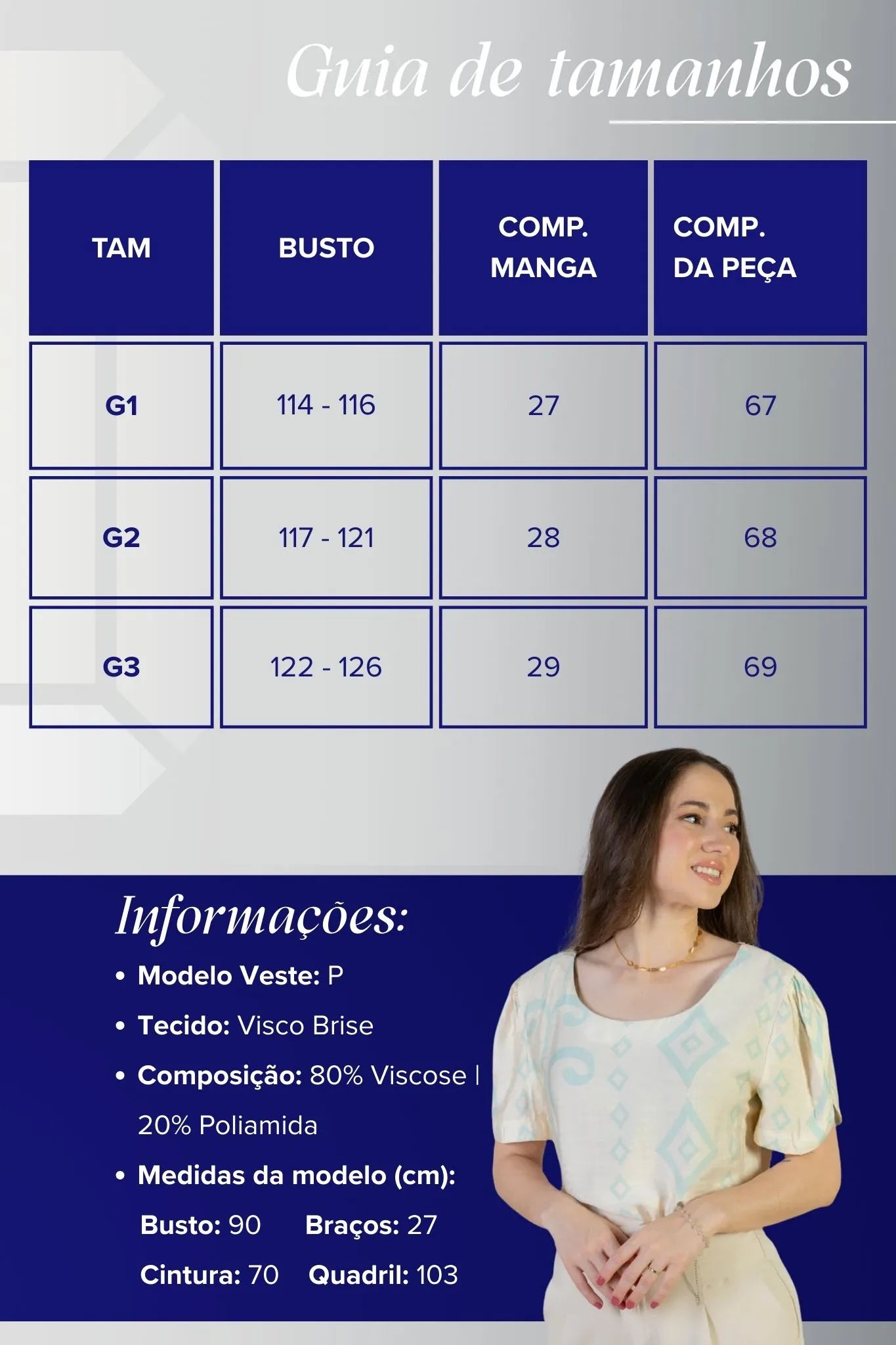 Blusa Manga Curta Detalhe Botão Vânia Estampada Azul Claro