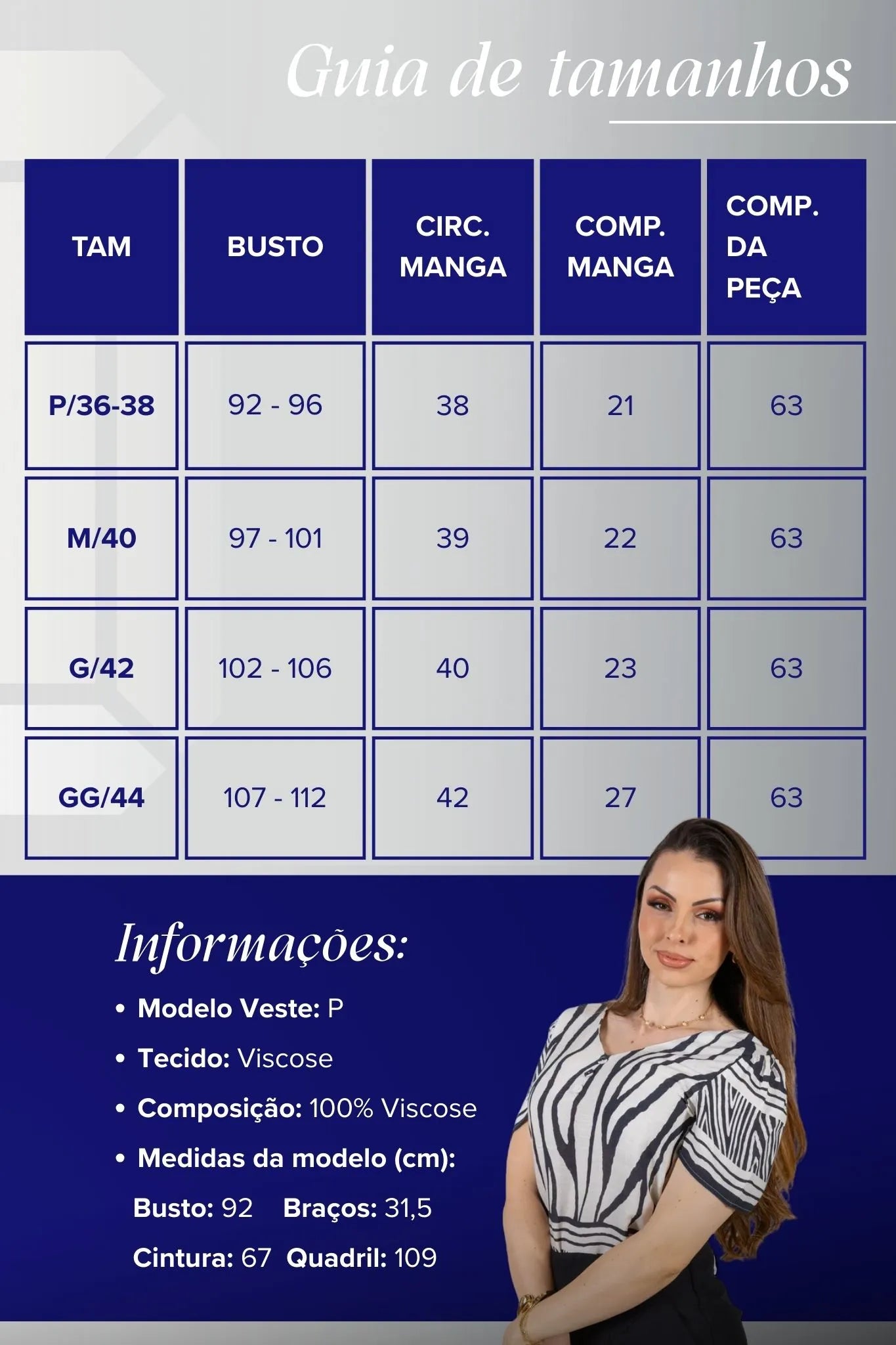 Blusa Manga Curta Decote em "V" Botões Viscose Rebeca Estampada Preta